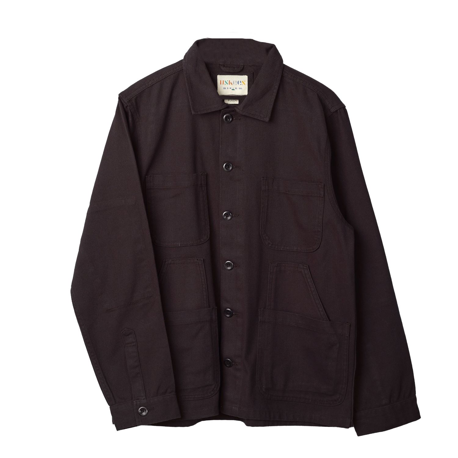 Uskees Men's Pink / Purple Drill Overshirt With Layered Pockets - Dark Plum In Black