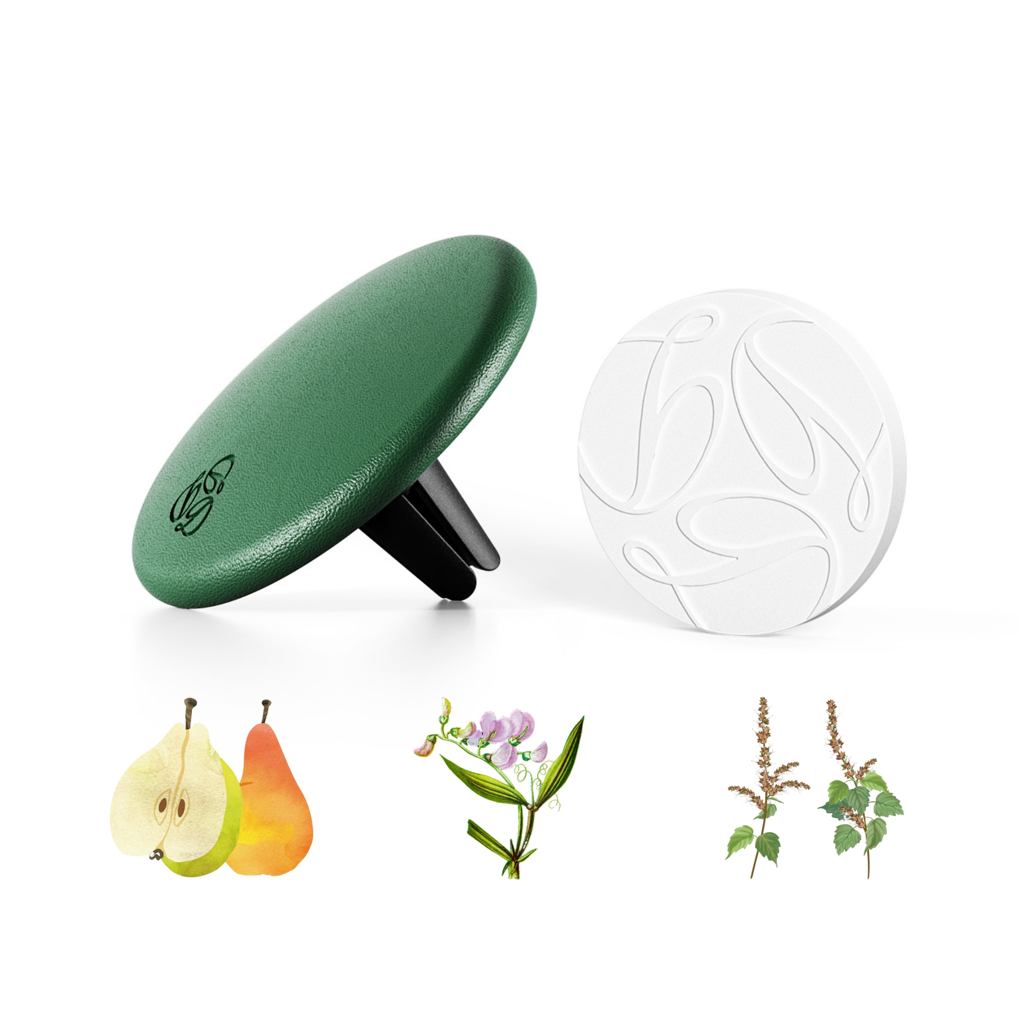 Seree Freesia Green Lambskin Car Diffuser & Insert In Green