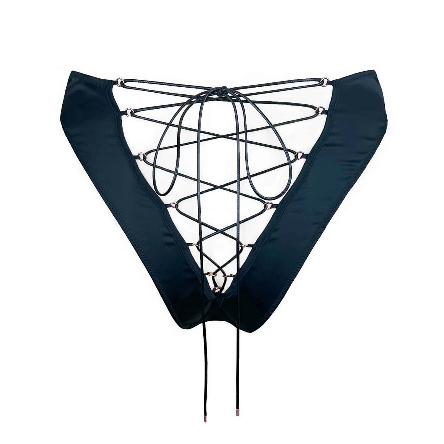 Whisper Lace-Up Bikini Black | Monique Morin Lingerie | Wolf & Badger