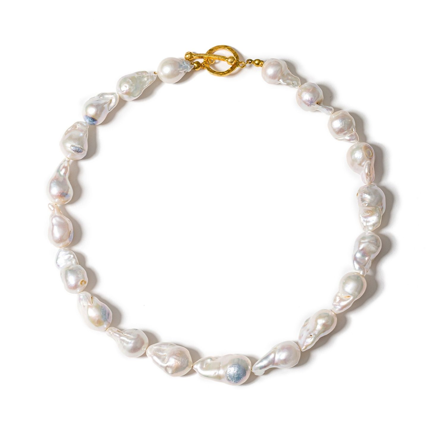 Kybele Studio Women's Gold / White Positano Necklace With White Baroque Pearls