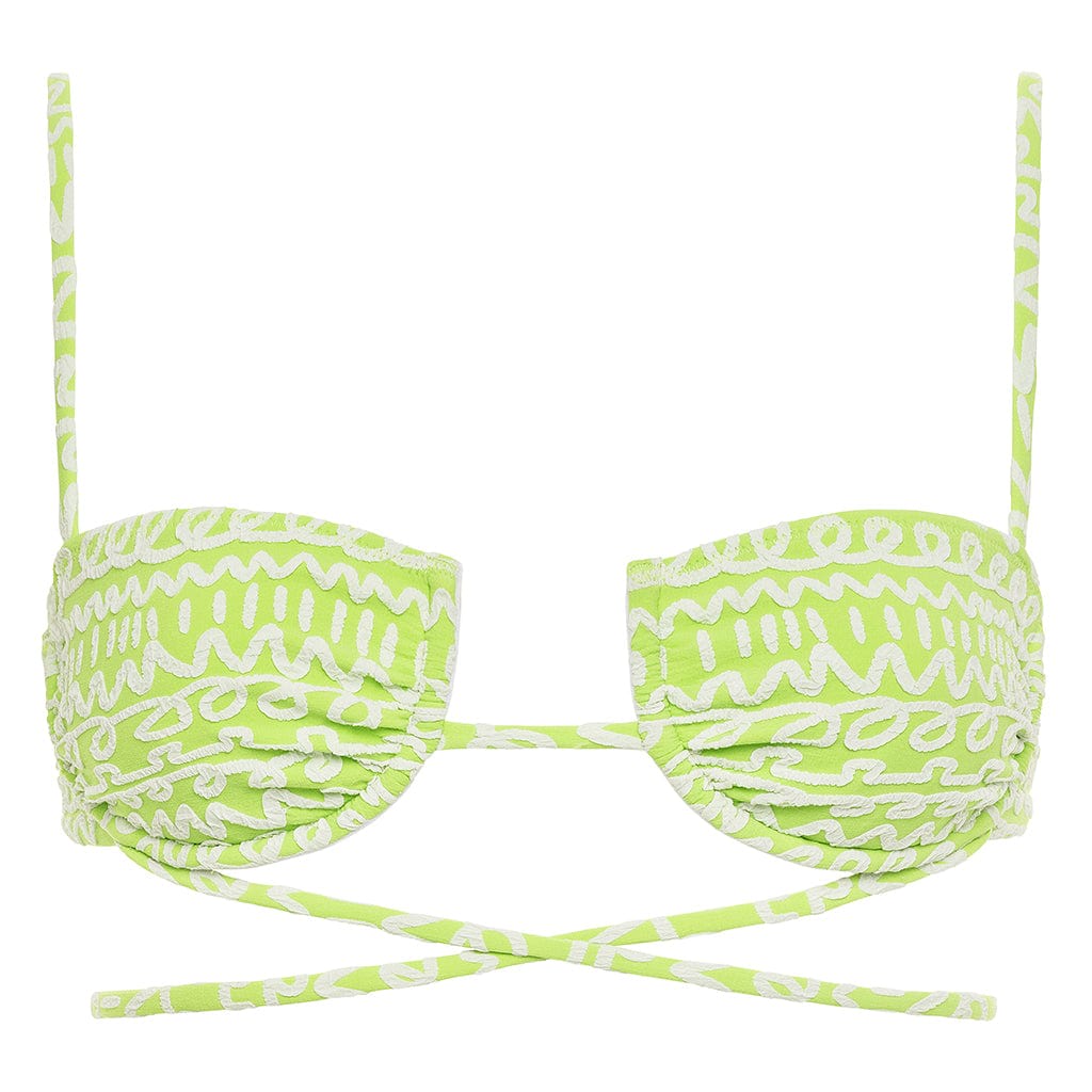 Montce Swim Women's Green / White Lime Icing Simone Bikini Top In Green/white