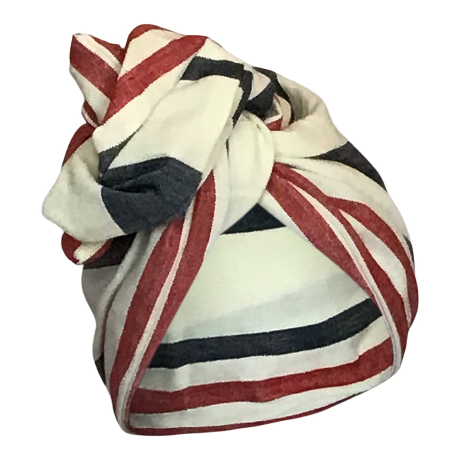 Women’s White Twisturban Turban In Cotton Caftan Fabric Ivory, Red & Blue Romer Millinery