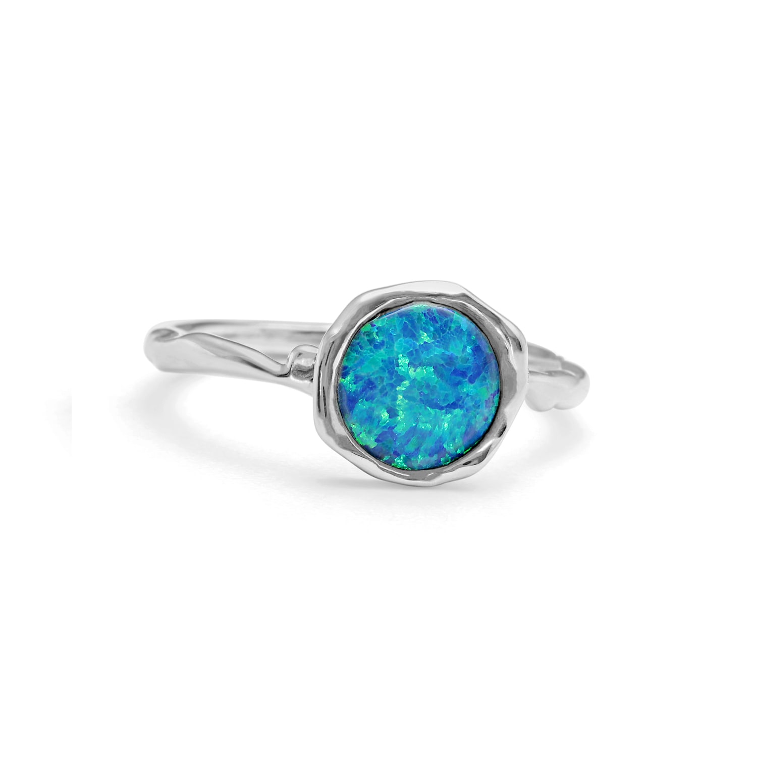 Isla Silver Women's Blue / Silver Blue Opal Solitaire Ring