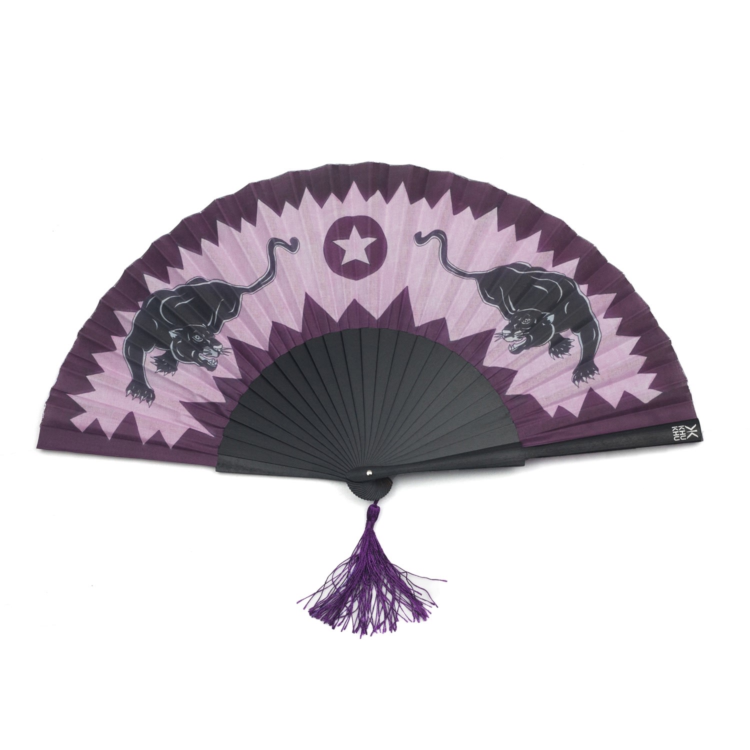 Pink / Purple / Silver Pink Panther Hand Fan Khu Khu