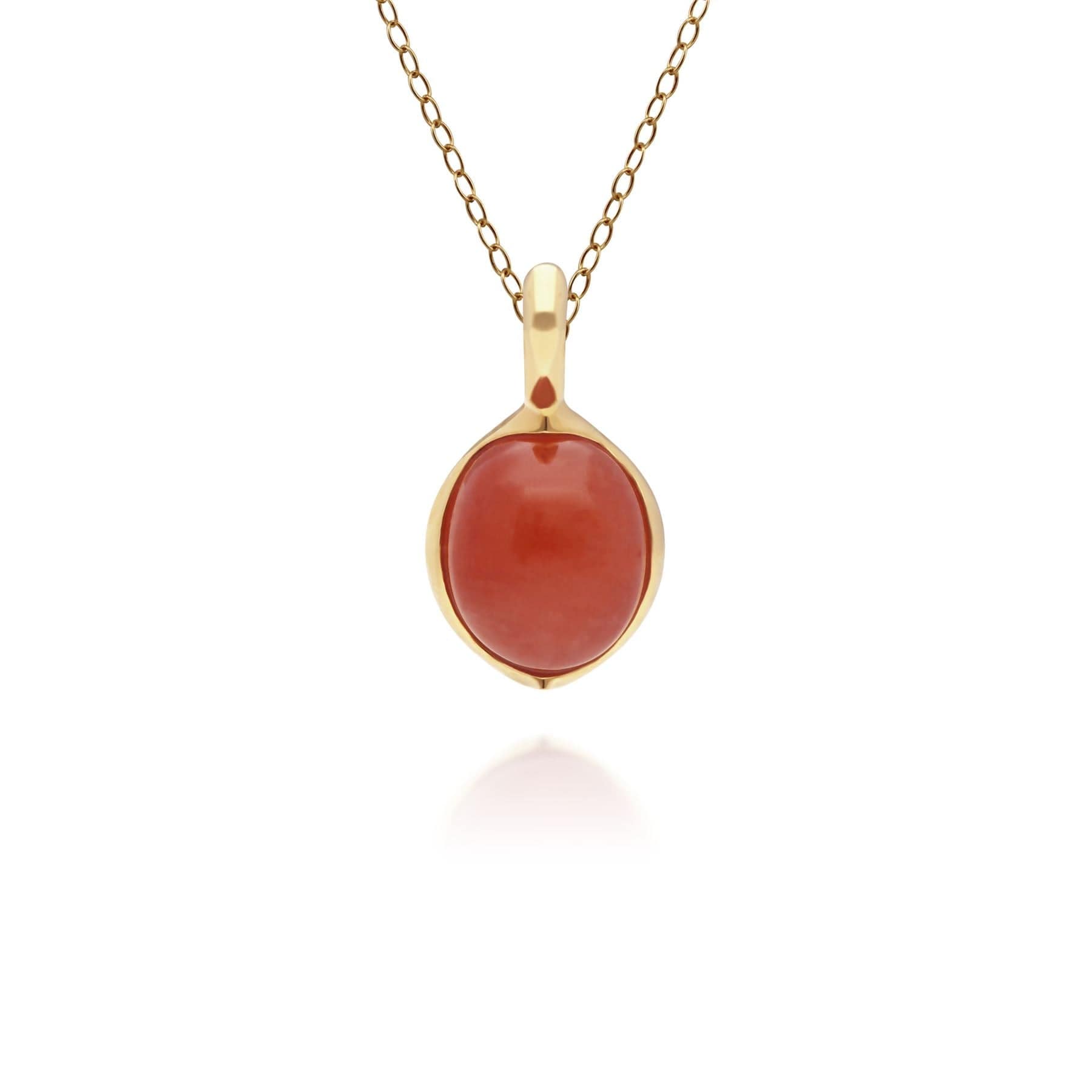 Women’s Irregular Dyed Red Jade Pendant In Gold Plated Sterling Silver Gemondo