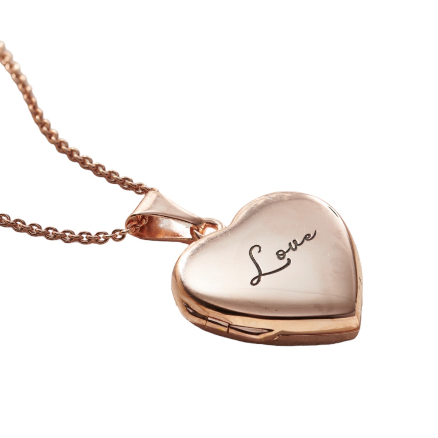 Posh Totty Designs Women's Rose Gold Plated Script 'love' Heart Locket Necklace In Pink