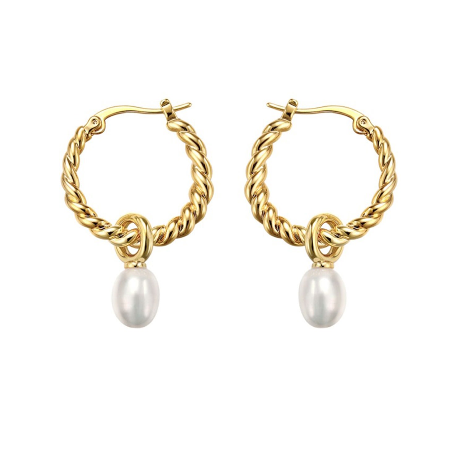 Janus Edinburgh Women's Gold Vermeil Pearl Cycles Of Hope Huggie Hoop Detachable Earrings In Gold