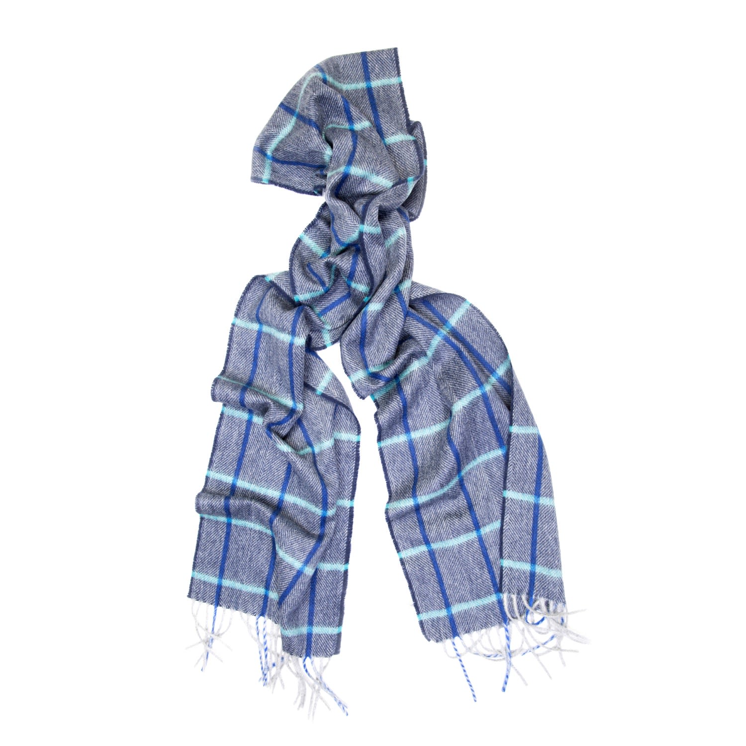 Men’s Blue Oban Navy Herringbone Cashmere Scarf Kinalba