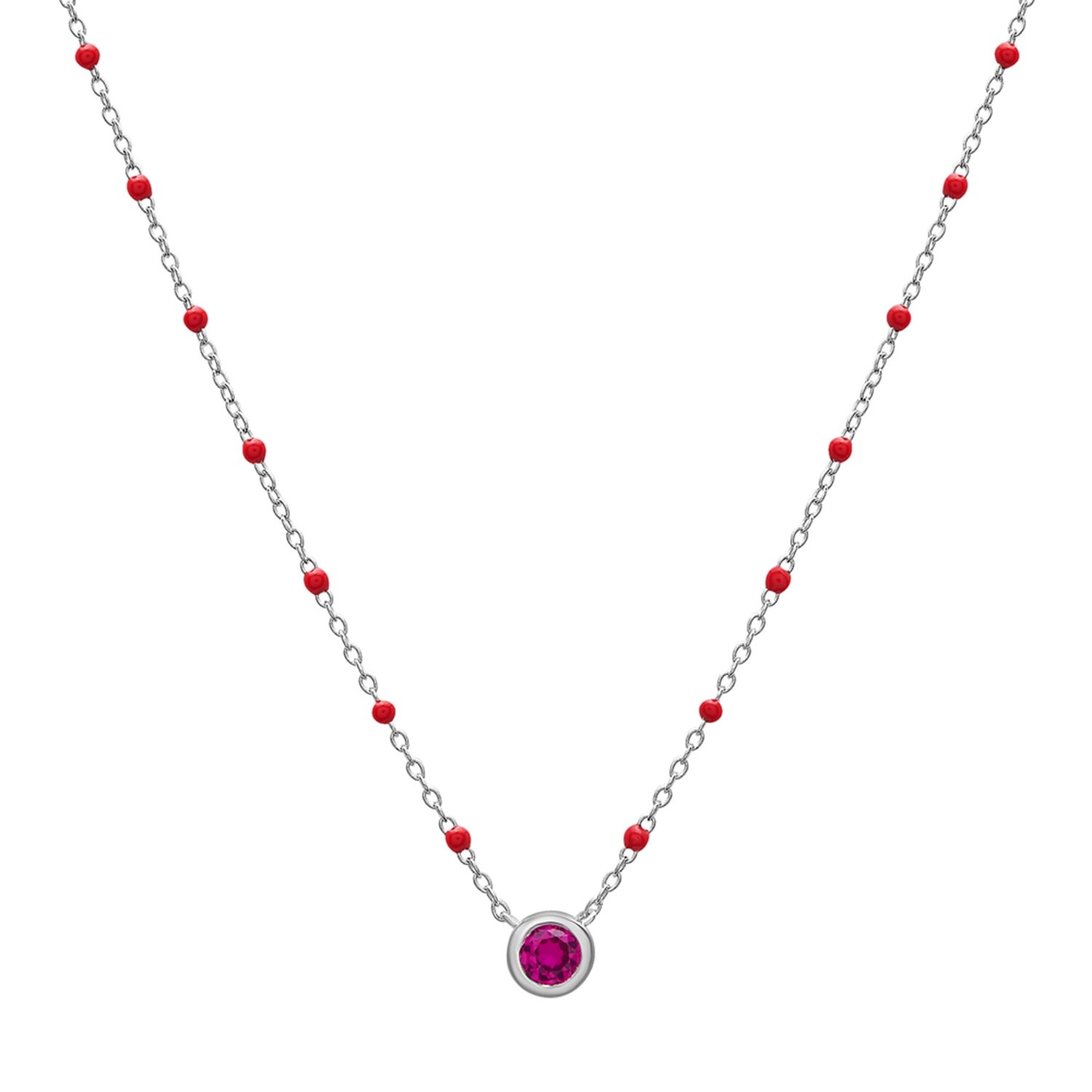 Miki & Jane Women's Red Birthstone Enamel Necklace - Ruby In Red
