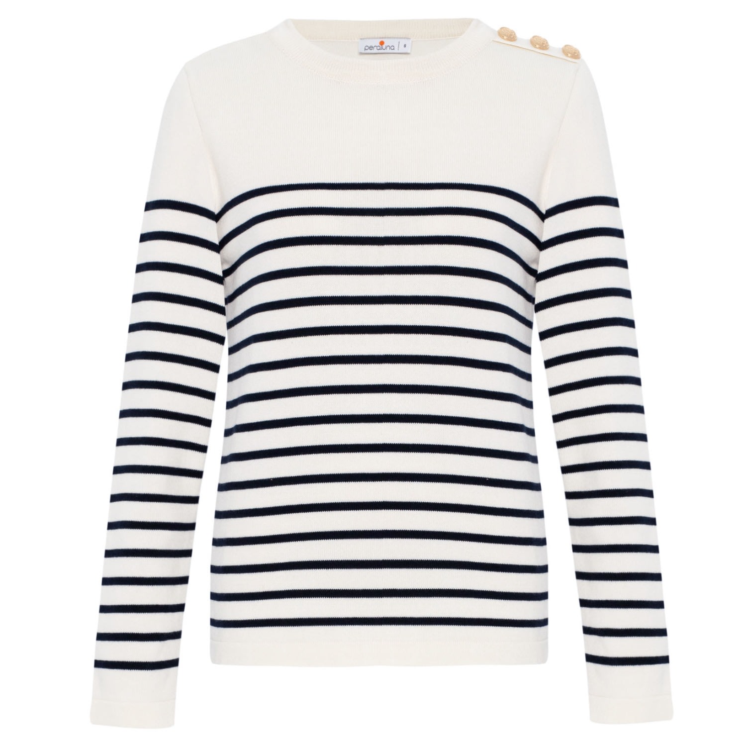 Women’s Blue Audrey 100% Organic Cotton Stripe Pullover In Ecru/Navy Extra Large Peraluna