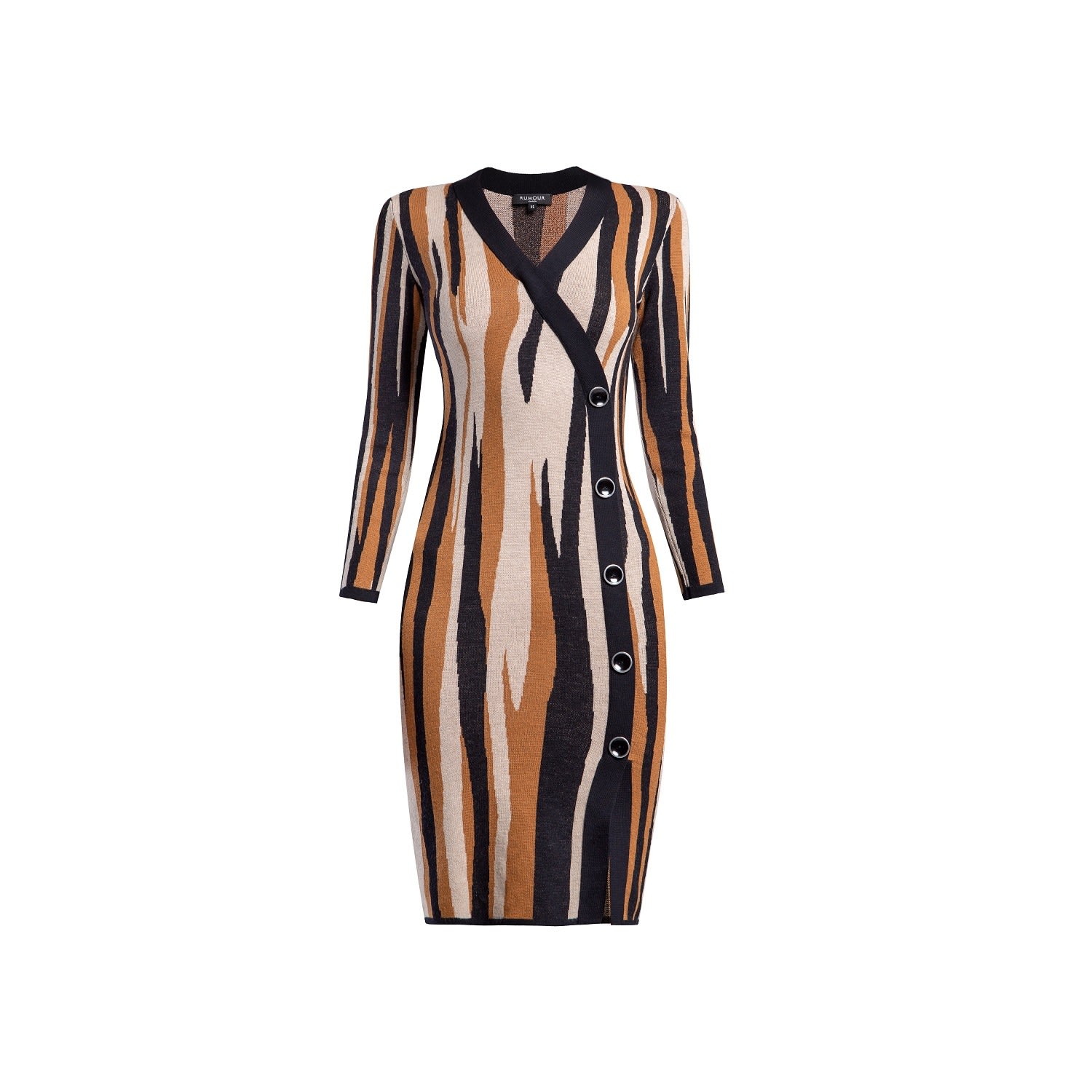 Rumour London Women's Amara Jacquard-knit Dress With Animal Pattern And Button Detail