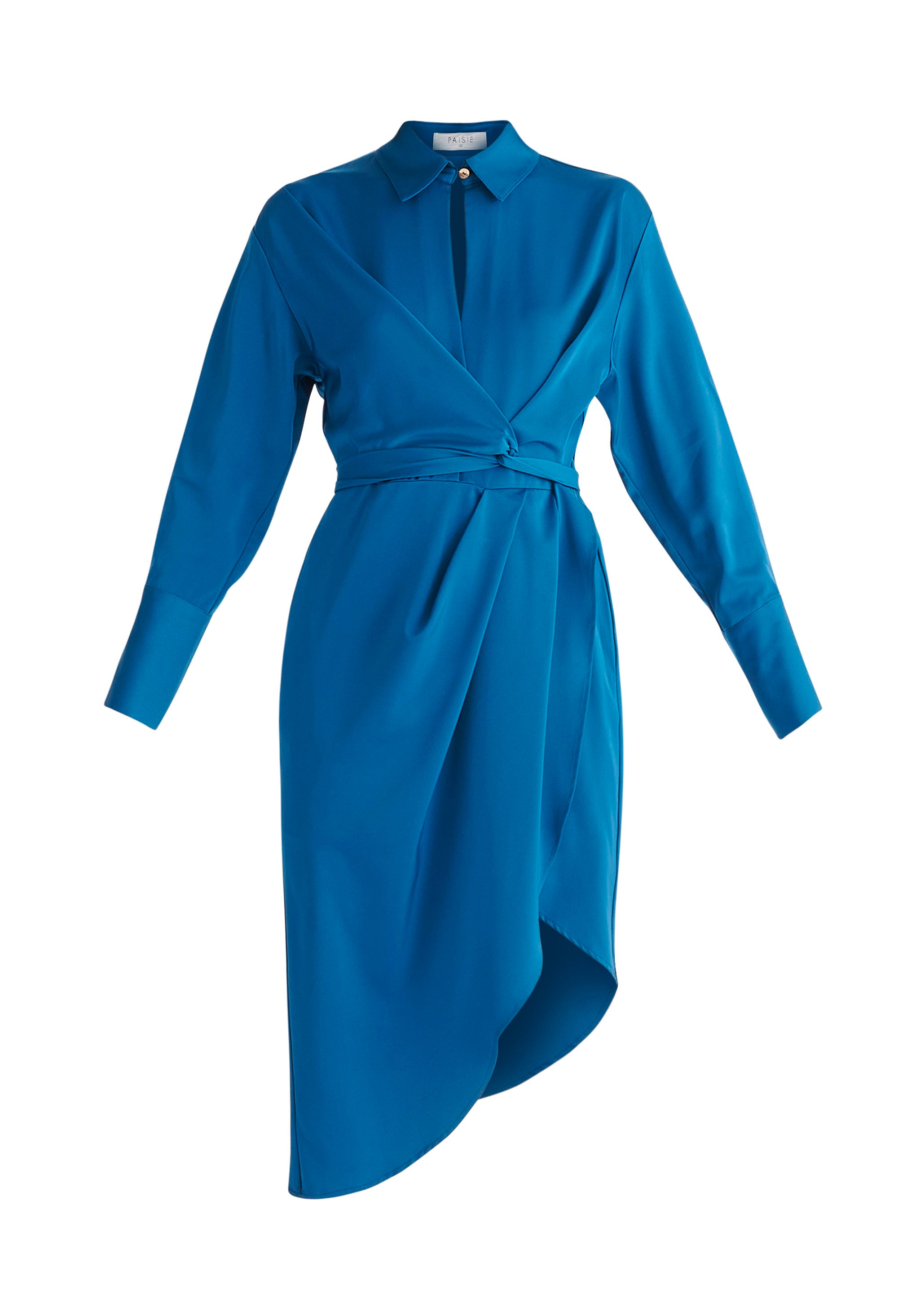 Women’s Asymmetric Hem Shirt Dress In Blue Extra Small Paisie