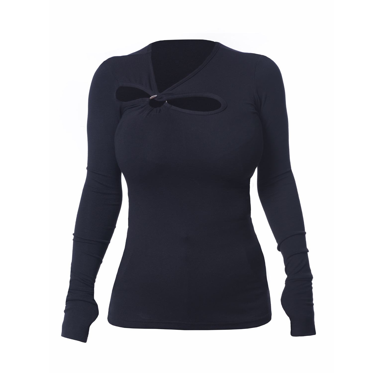 Metamorphoza Women's Black Metal Ring Detail Top In Black
