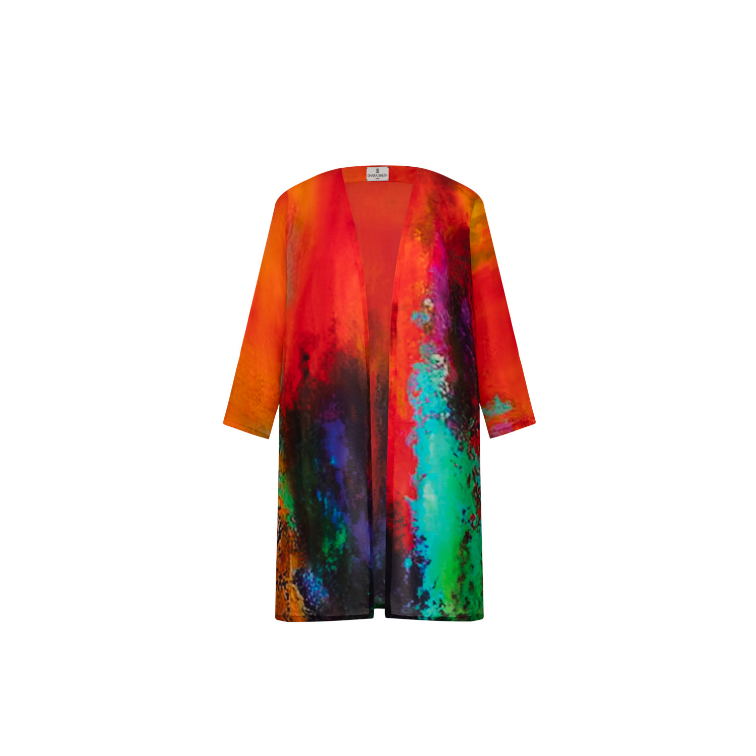 Dhara Sheth Dubai Women's Roar Abstract Print Sheer Short Kimono