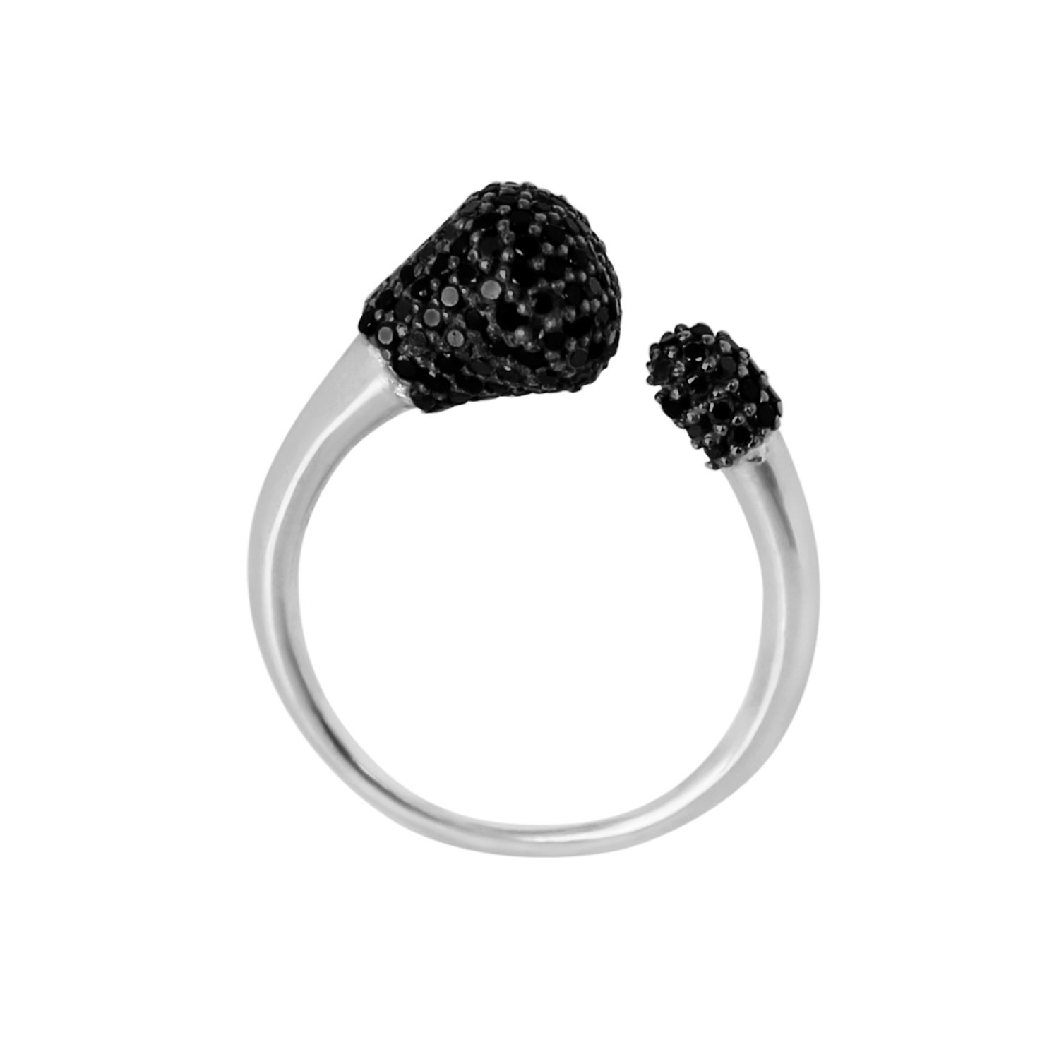 Women’s Black / Silver Open Ring Silver With Black Diamonds Cristina Cipolli Jewellery