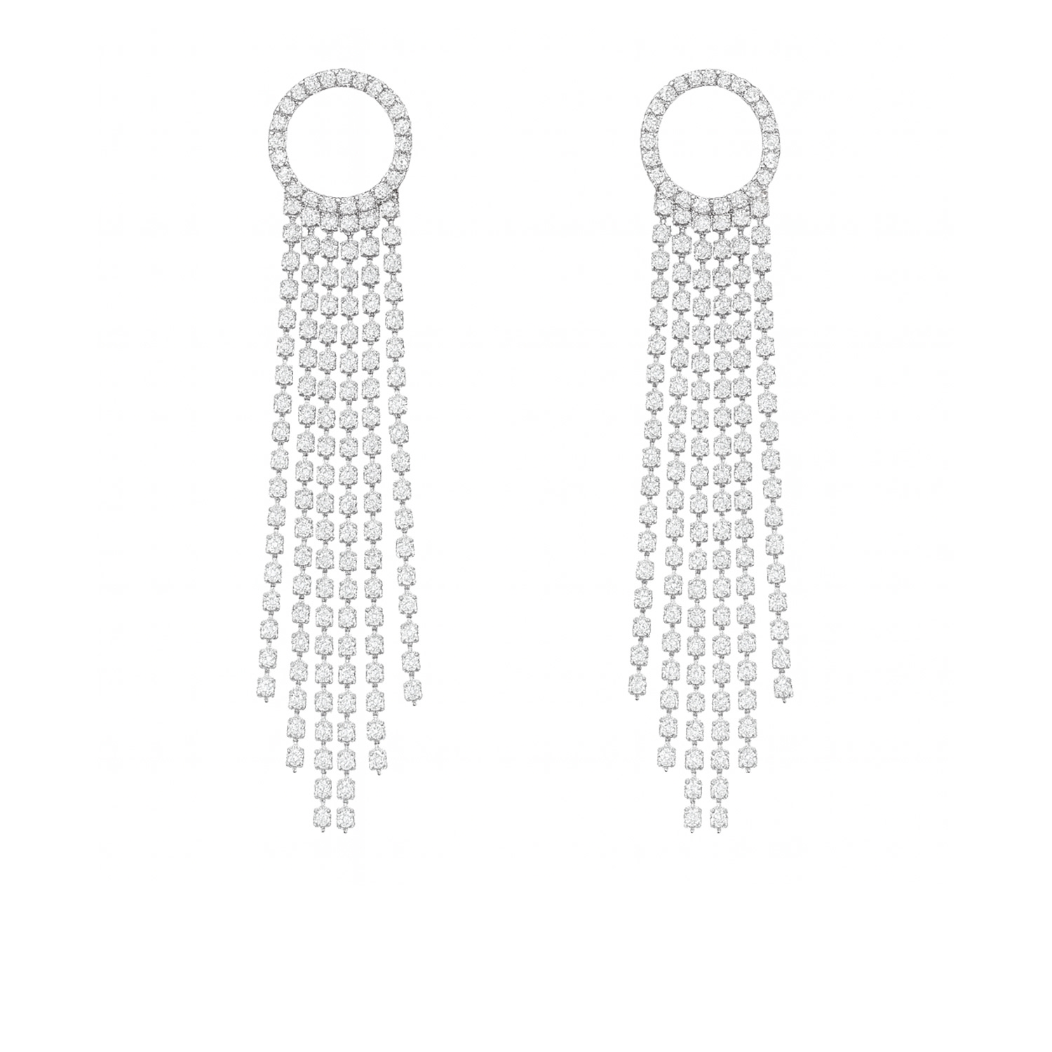 The Gala Women's Silver Circle Cascade Crystal Earrings In Gray