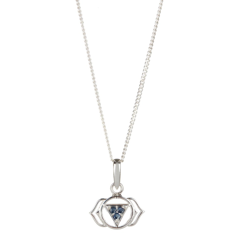 Women’s Third Eye Chakra Silver Necklace - Sapphire Charlotte’s Web Jewellery