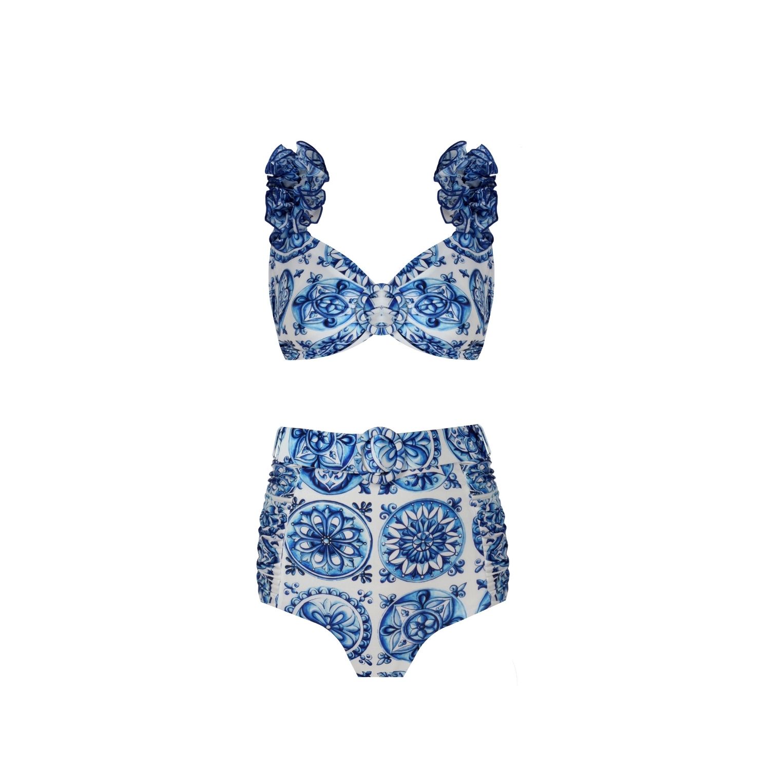 Nur Karaata Women's Blue Lily Bleu Blanc Bikini Set In Blue