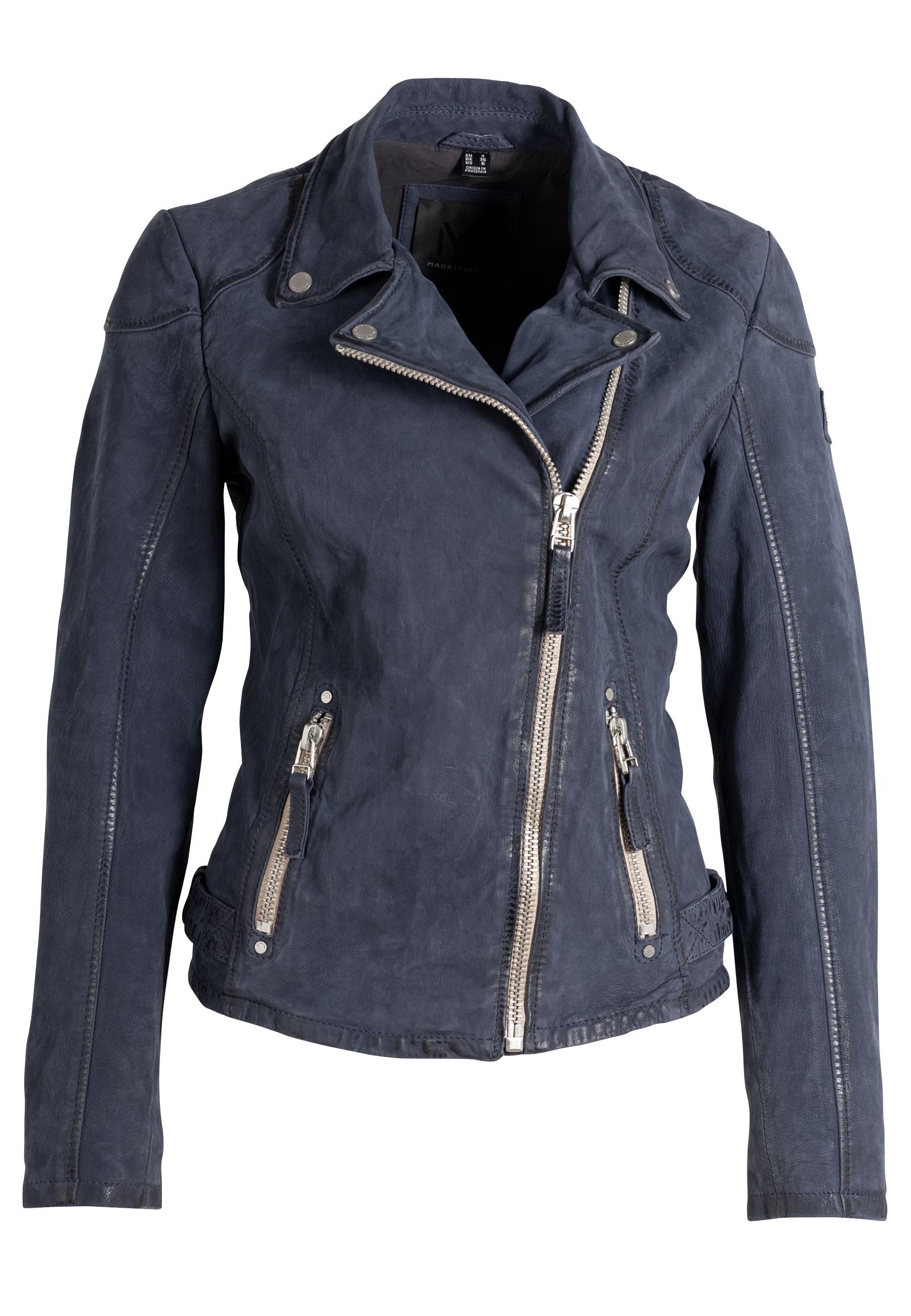 Mauritius Women's Blue Karyn Rf Leather Jacket, Navy In Black