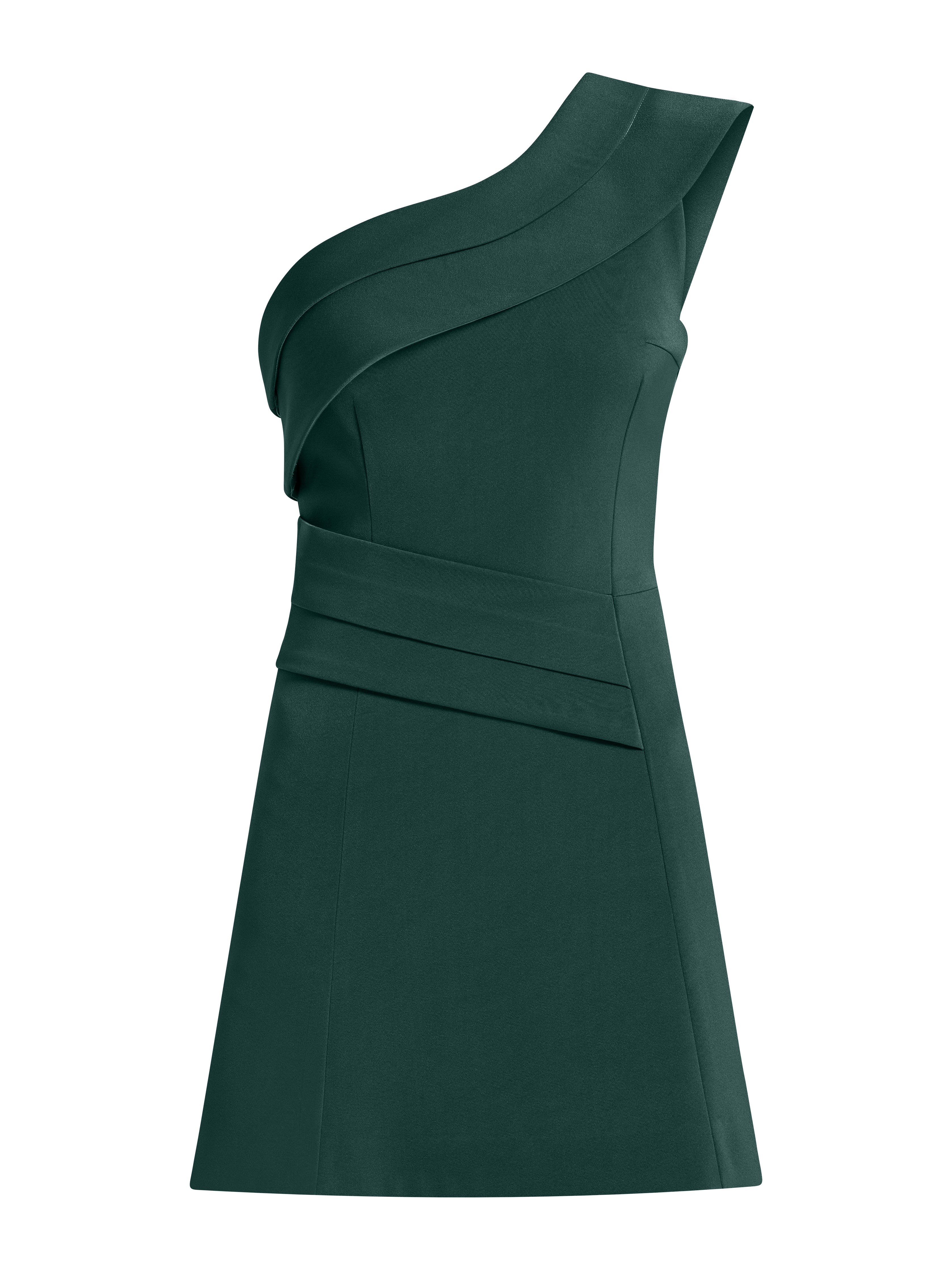 Tia Dorraine Women's Elegant Touch One-shoulder Mini Dress - Dark Green In Green