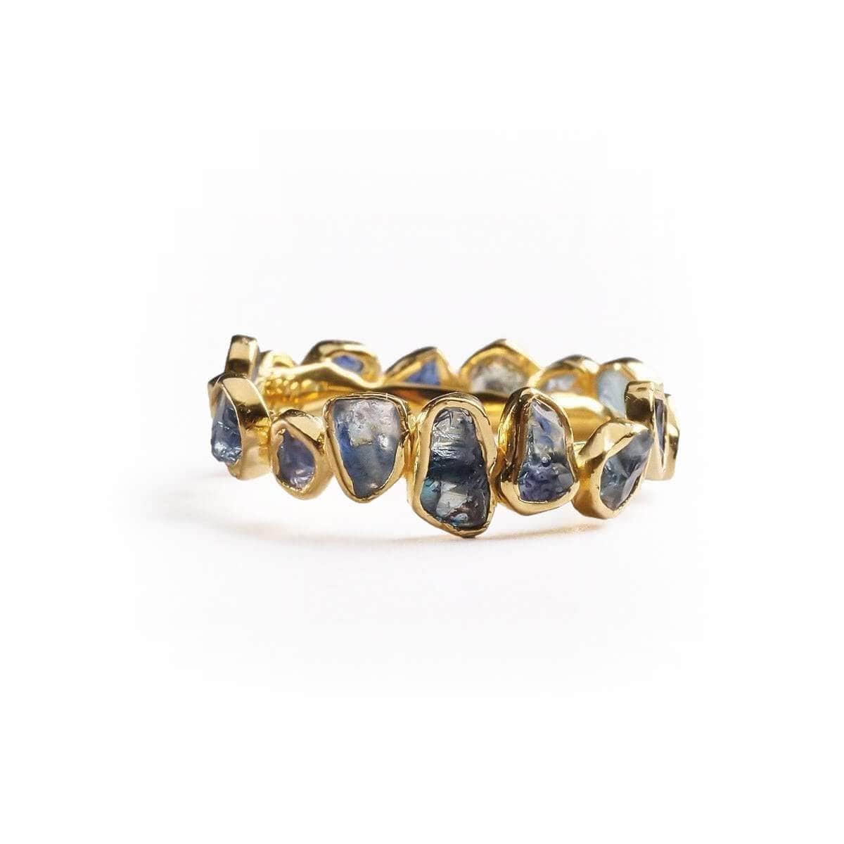 German Kabirski Women's Gold / Blue Livia Iconic Gold Plated Silver Ring With Raw Blue Sapphire In Gold/blue