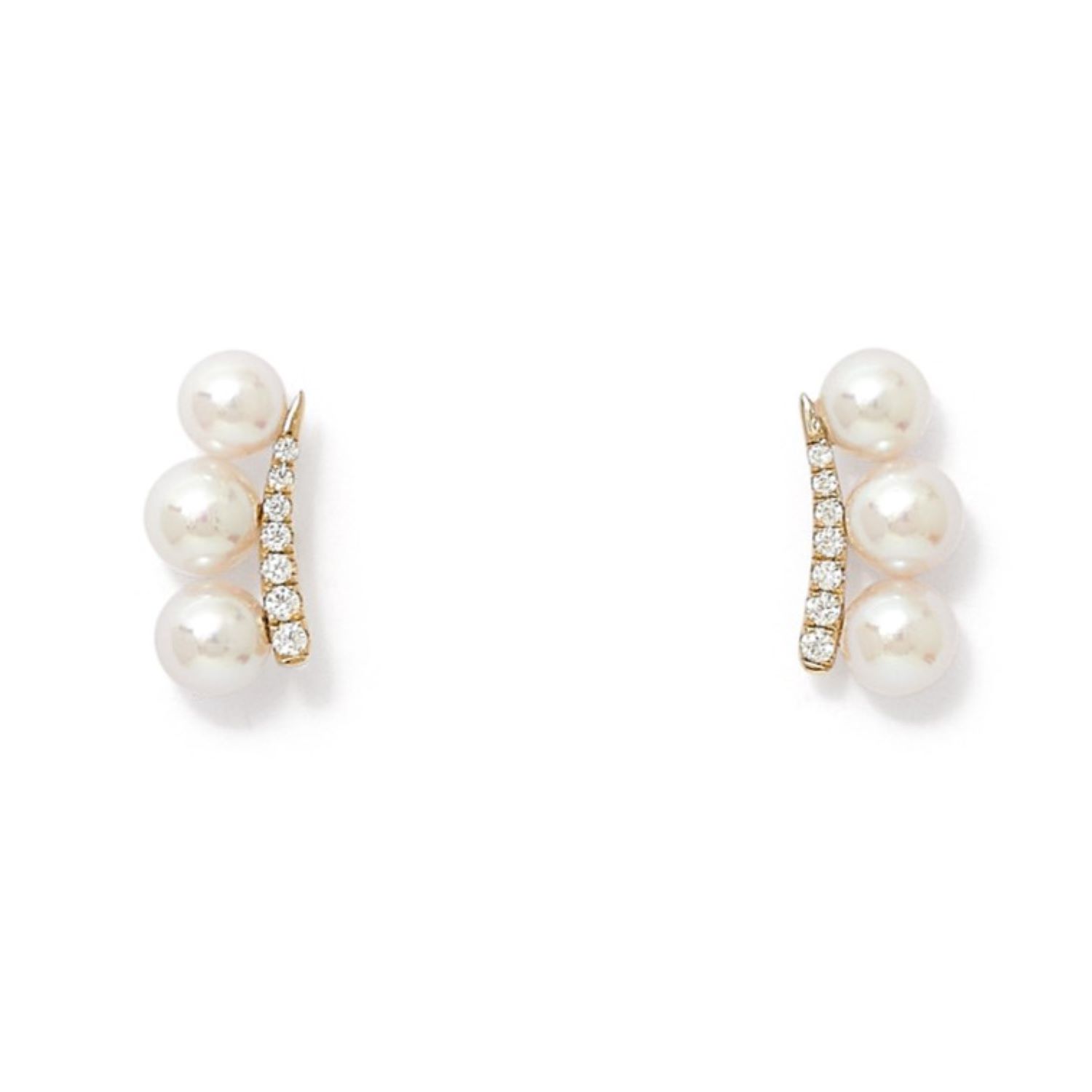 Pearls Of The Orient Online Women's White Stella Cultured Akoya Pearl Stud Earrings With Sparkle Curve