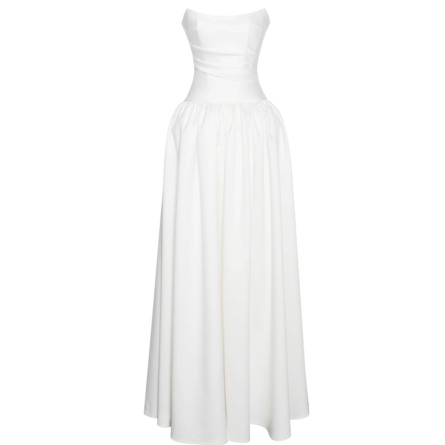 Miss Circle New York Women's Umay White Drop Waist Satin Corset Bridal Gown In White