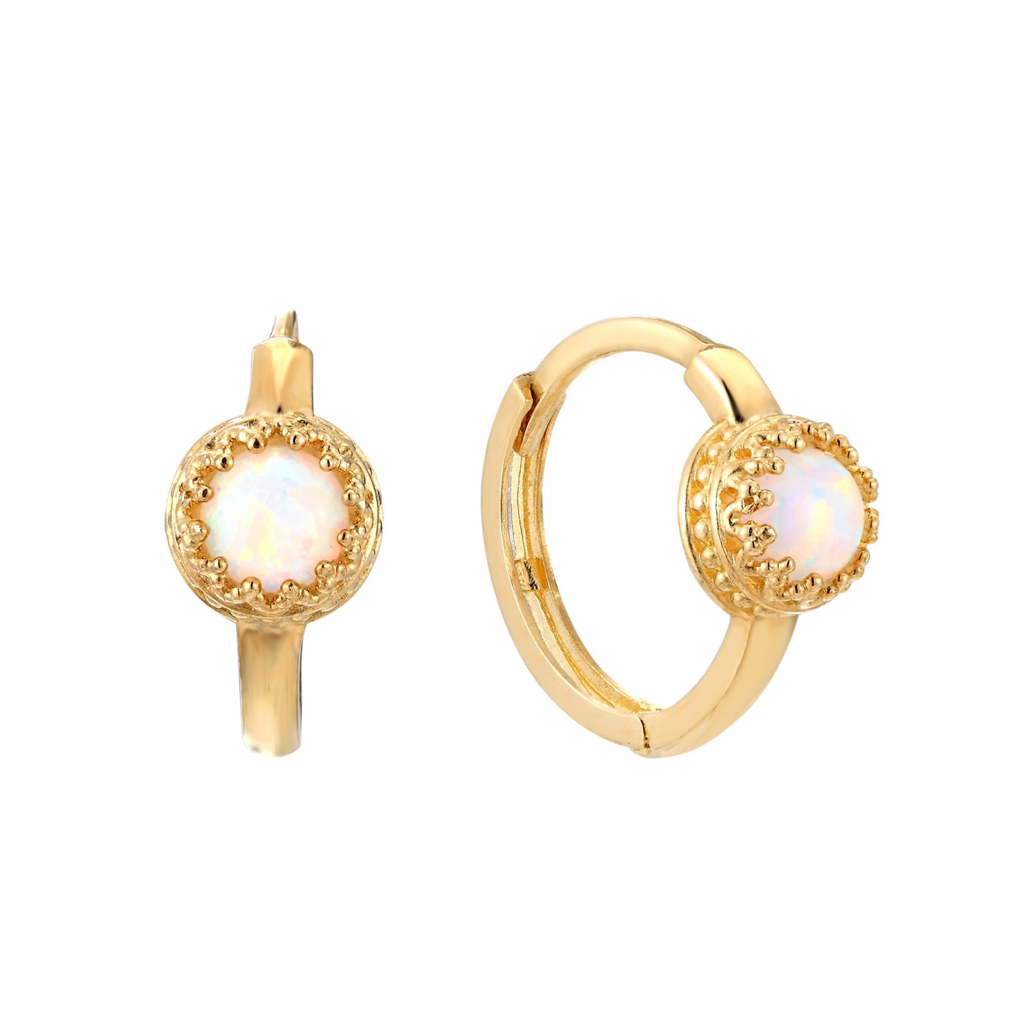 Women’s 22Ct Gold Vermeil Opal Scallop Hoops Seol + Gold