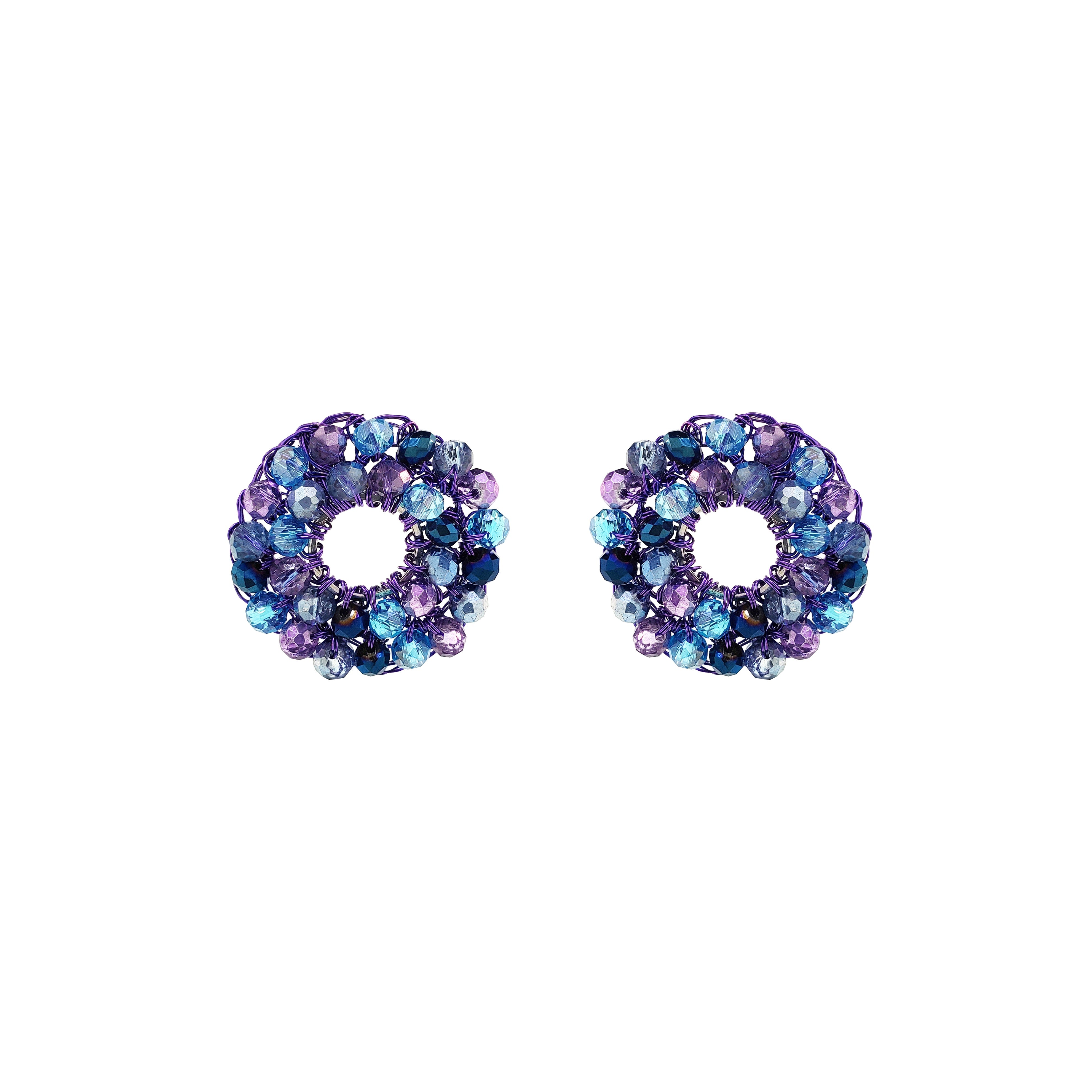 Lavish By Tricia Milaneze Women's Blue / Pink / Purple Neon Purple Mix Zoe Handmade Earrings