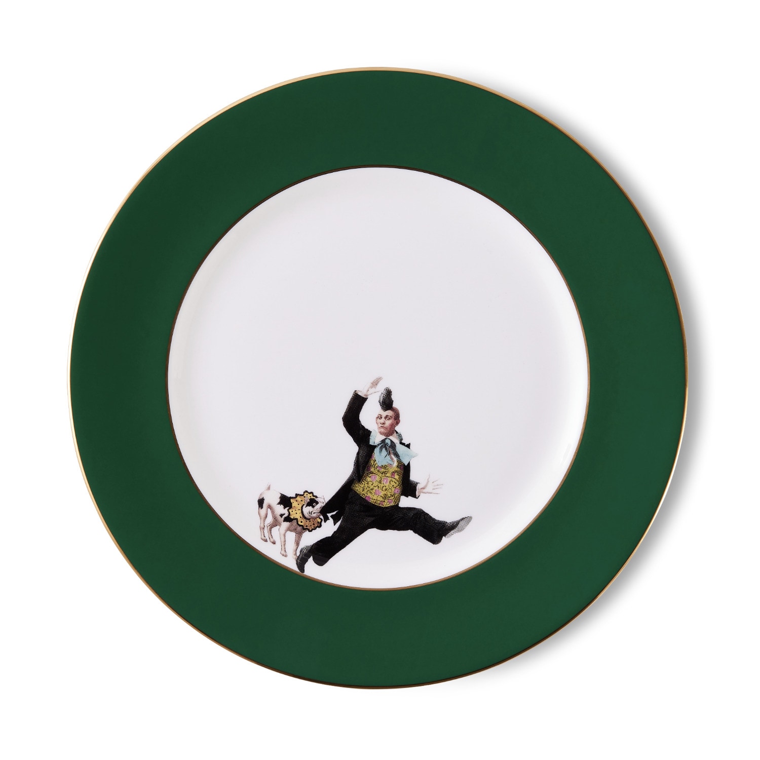 Gold / Green / White Alphonso Forest Green Dinner Plate Melody Rose London