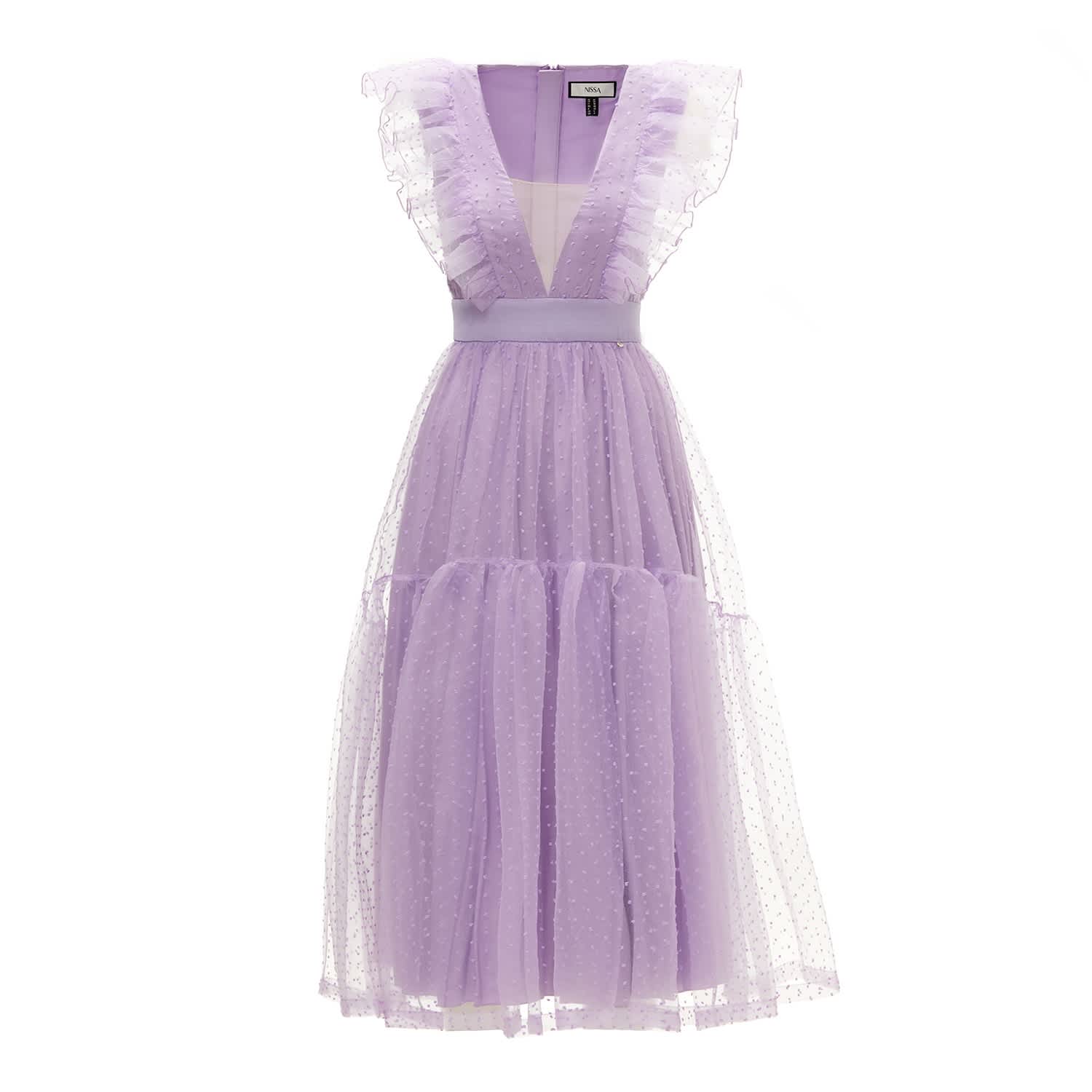 Nissa tulle midi hot sale dress