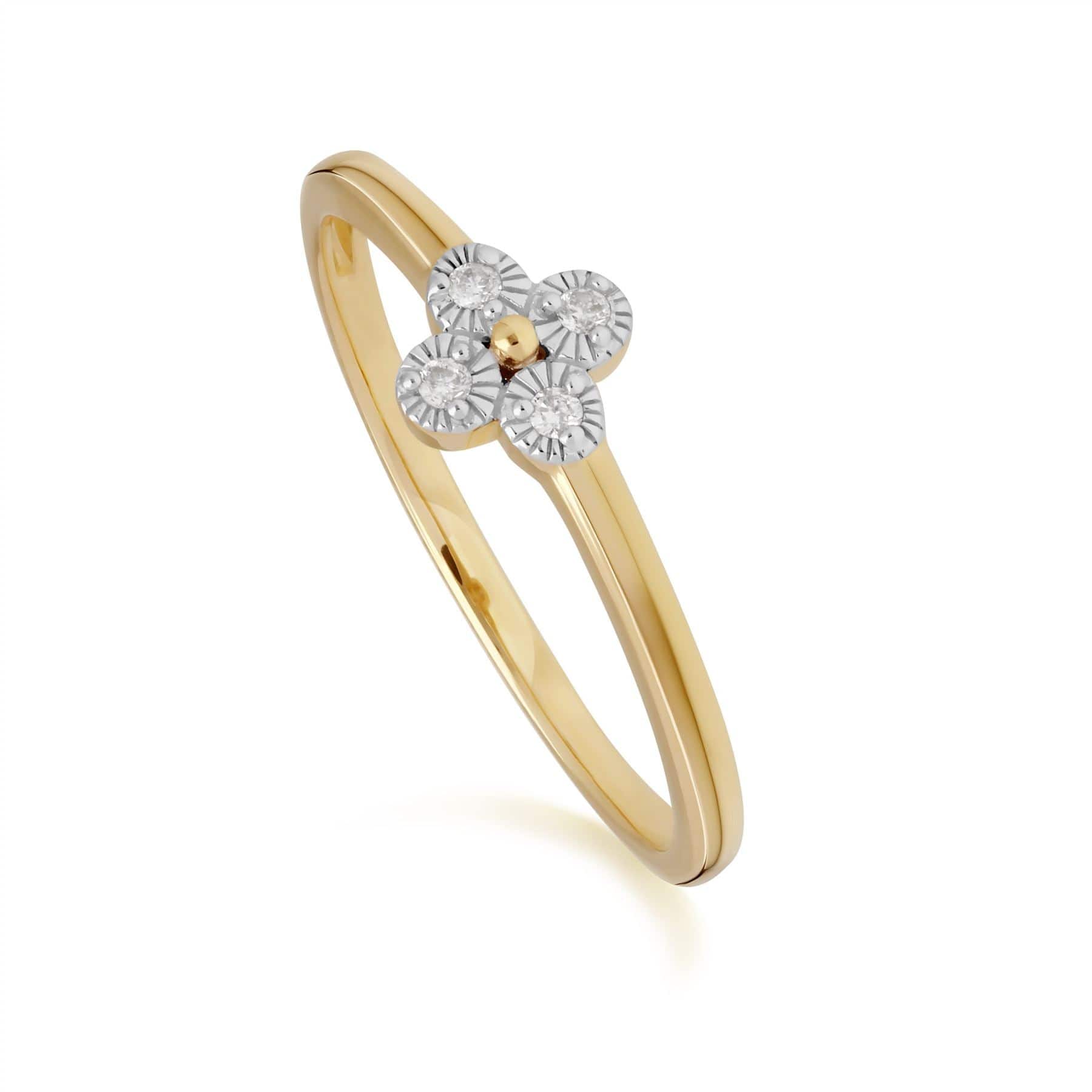 Women’s Diamond Flowers Ring In Yellow Gold Gemondo