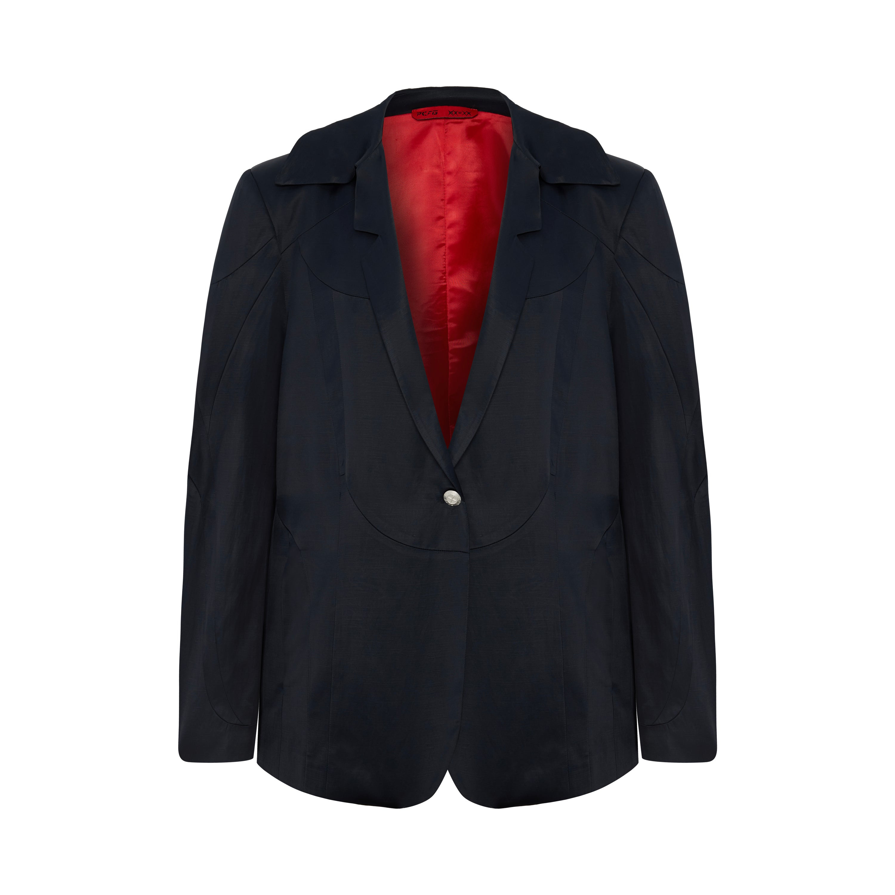 Pcfg Linen & Cotton Blend Shiny Woven Men Blazer Jacket - Black In Black