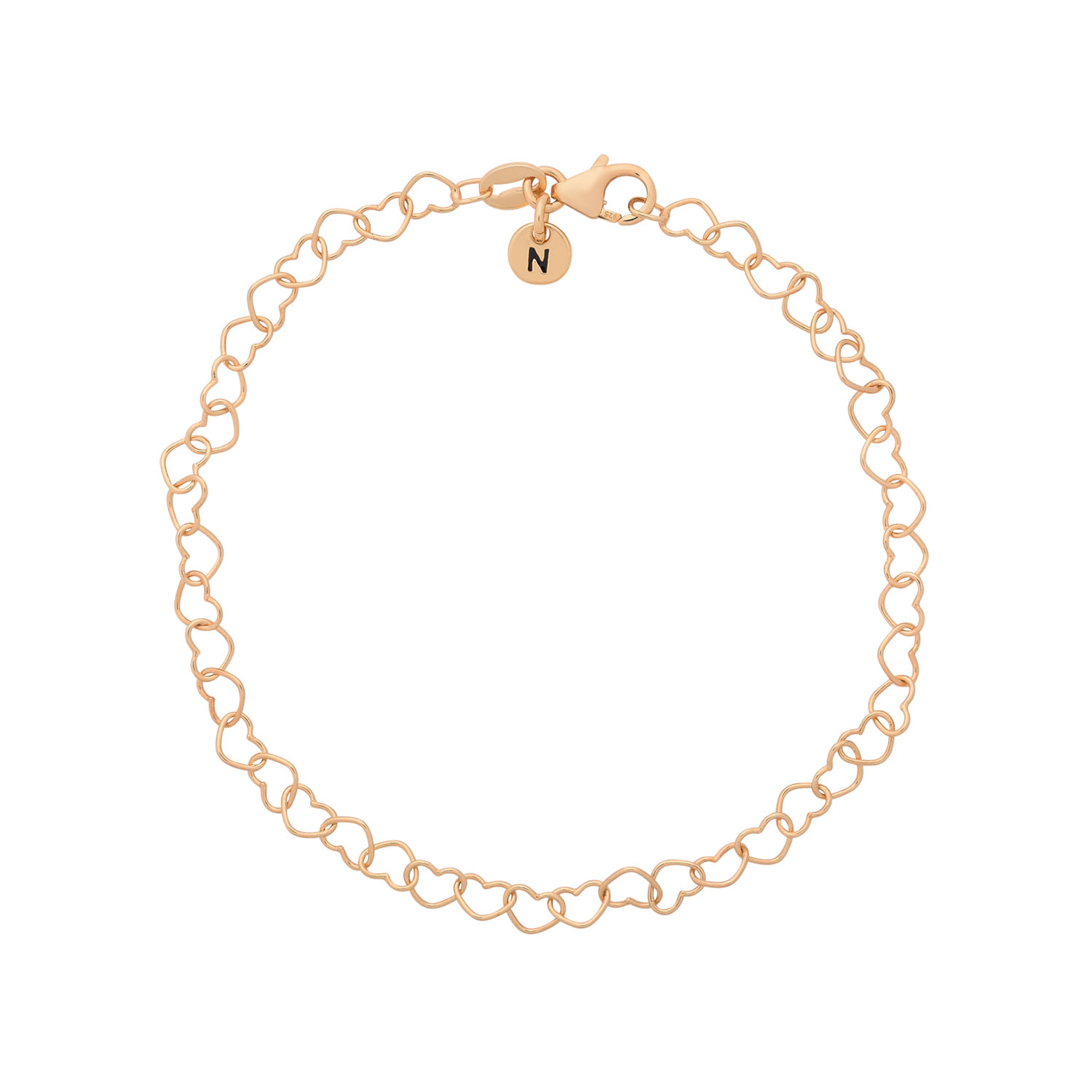 Nellou Jewellery Women's Linked Hearts Bracelet Gold Plated Sterling Silver