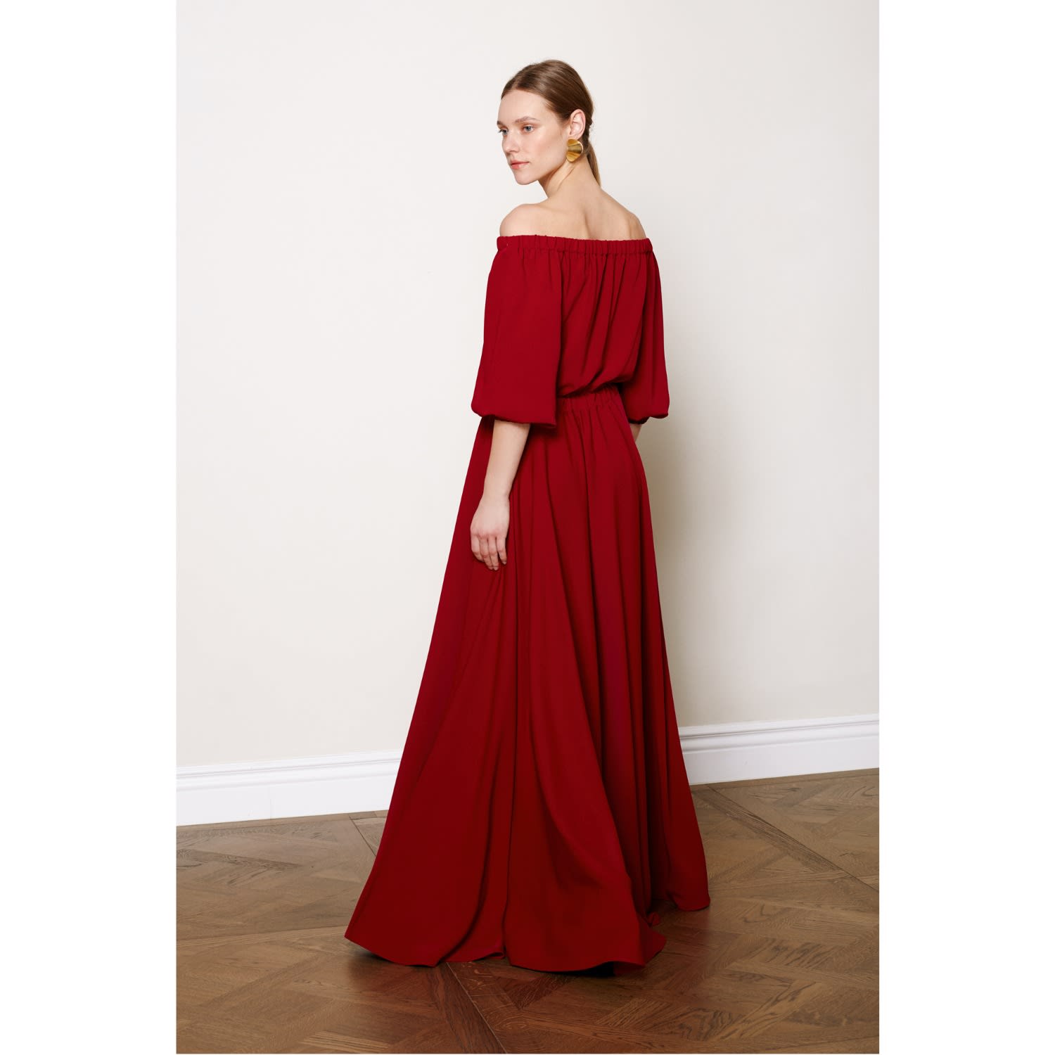 red maxi evening gown