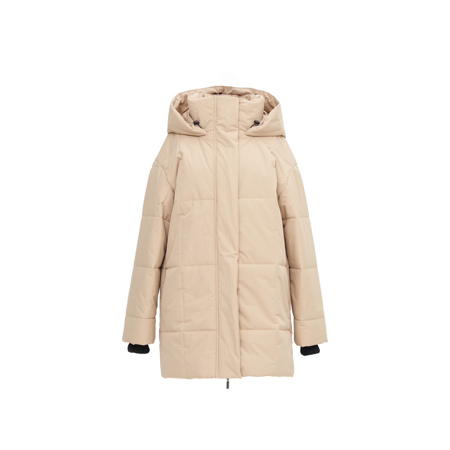 Inavati Women's Neutrals Quilted Sand Short Coat With Hood