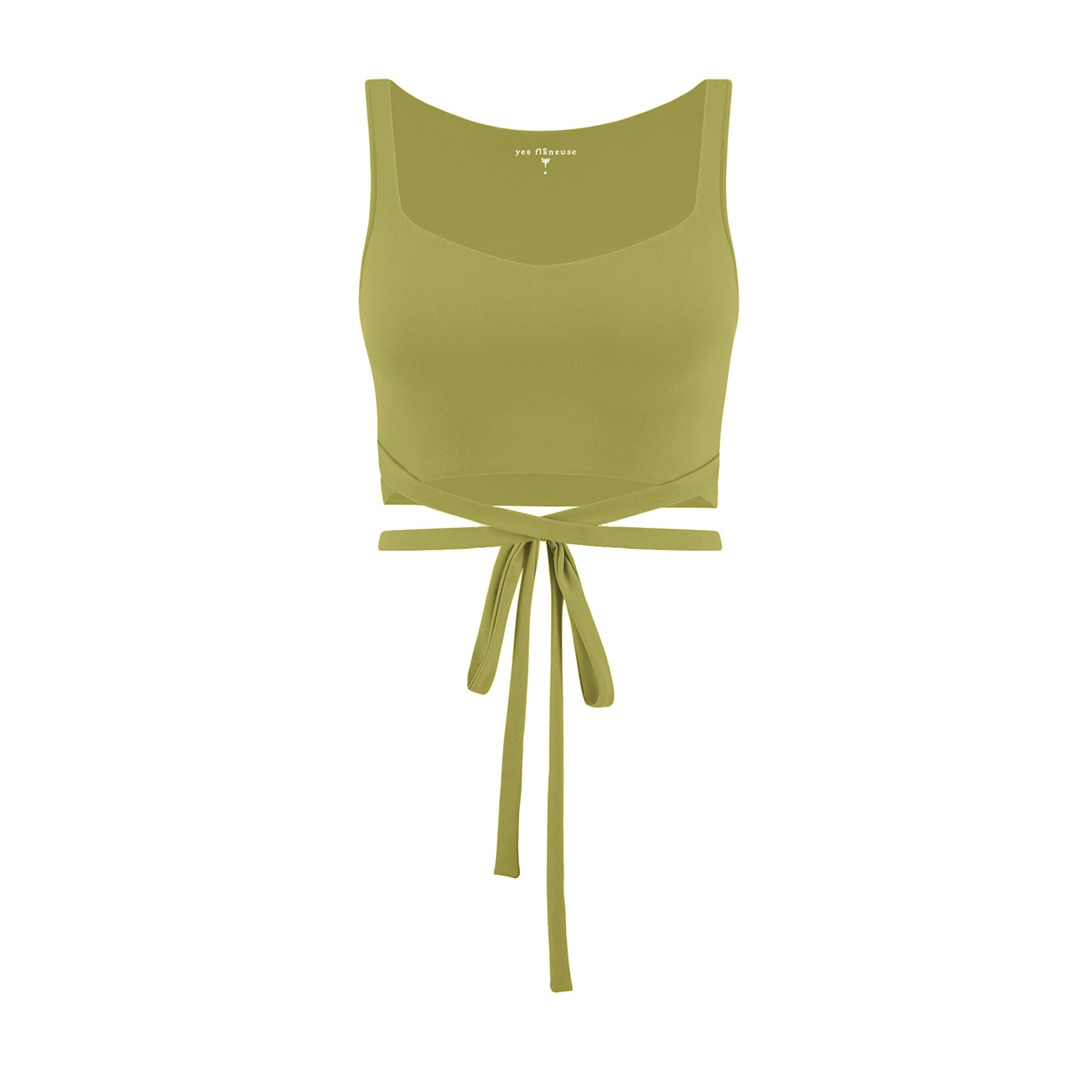 Yes Flâneuse Women's Green / Gold Missy Top With Wrap Around Waist Tie Golden Lime In Green/gold
