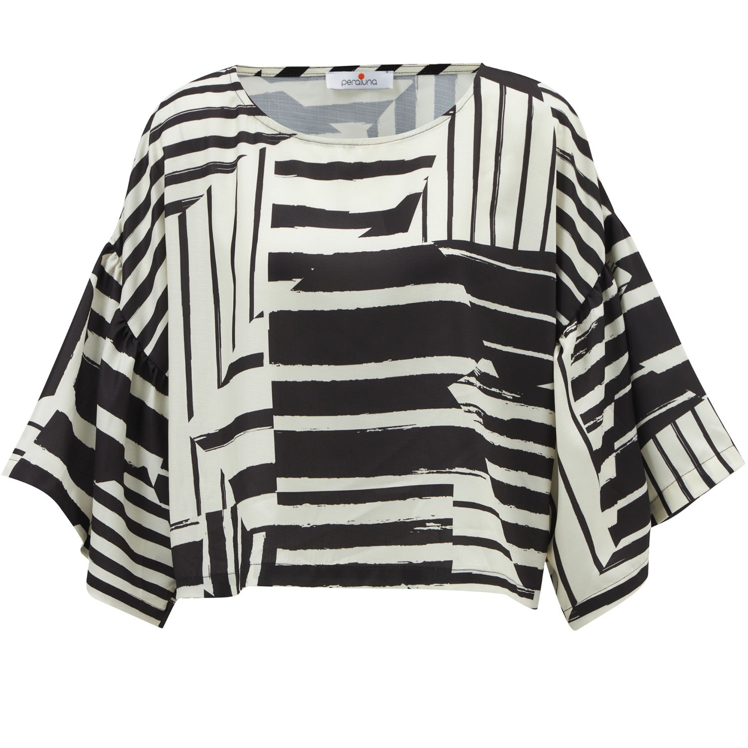 Women’s Black / White Hanita Geometric Pattern Blouse In Black And Ecru One Size Peraluna