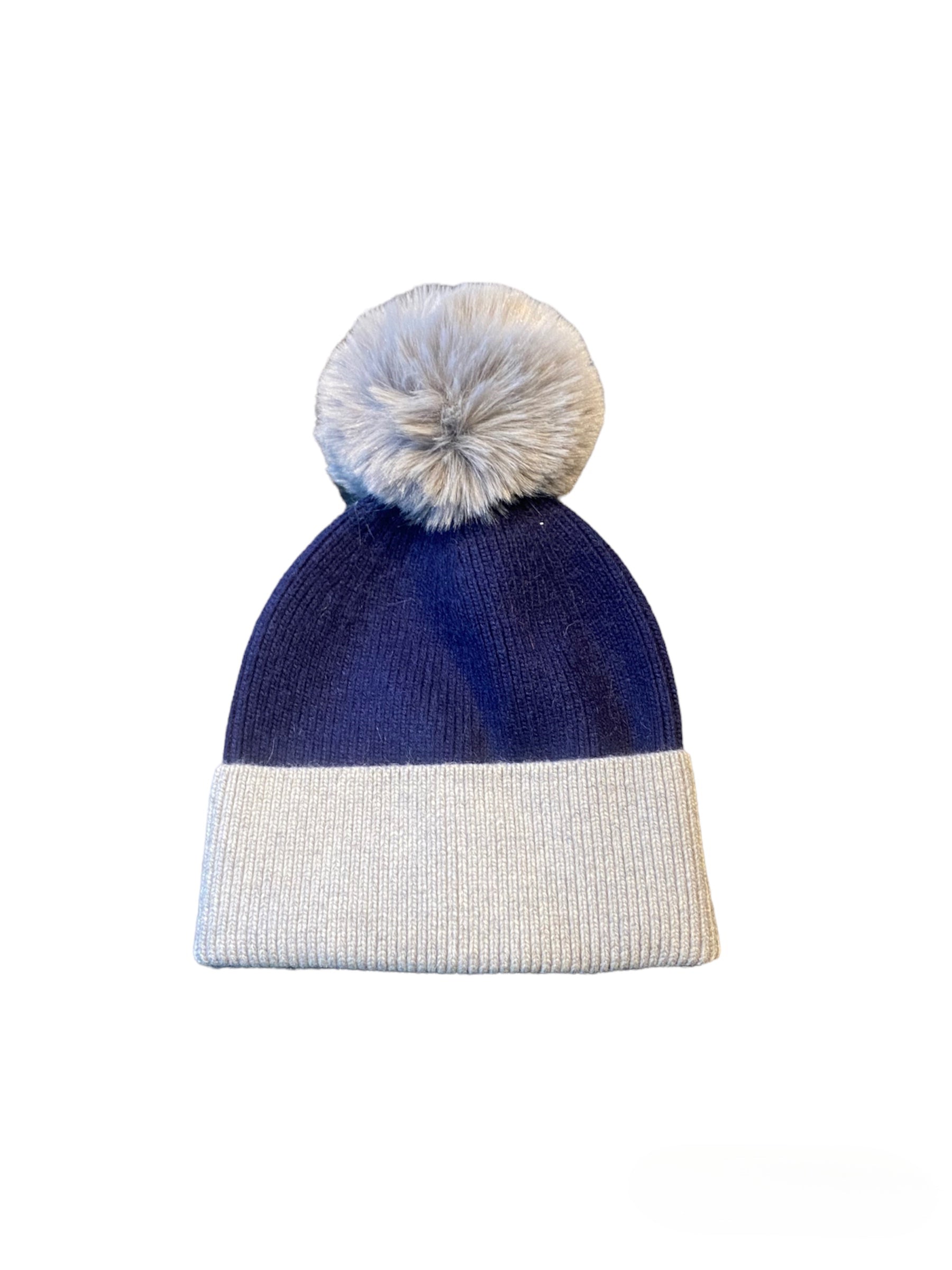 Lula-ru Women's Blue Cashmere Hat - Navy / Grey In Blue