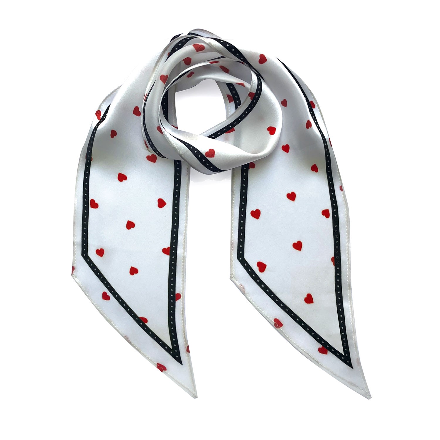Ingmarson Women's Tiny Hearts Silk Neck Scarf White & Red In Burgundy
