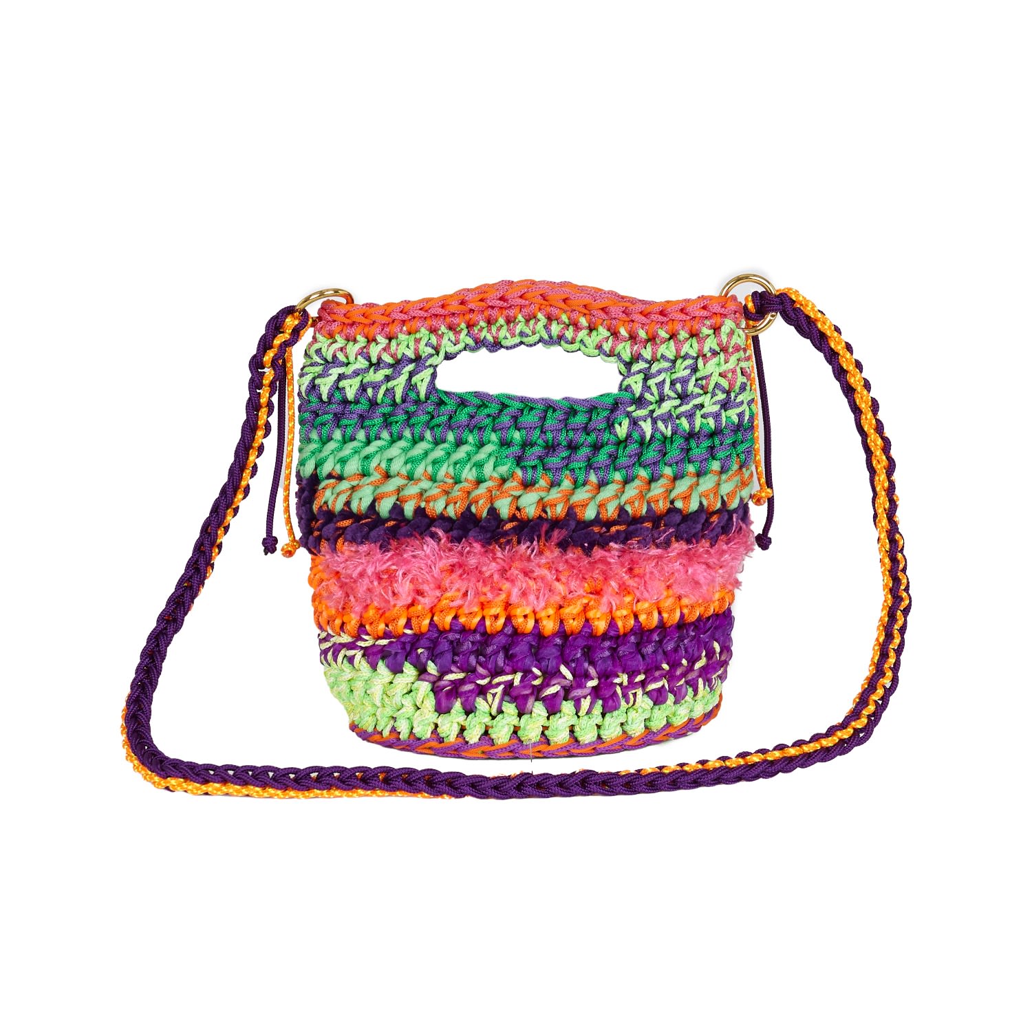 Shareyourluce Women's Green / Pink / Purple Happiness Bag With Shoulder Strap In Green/pink/purple