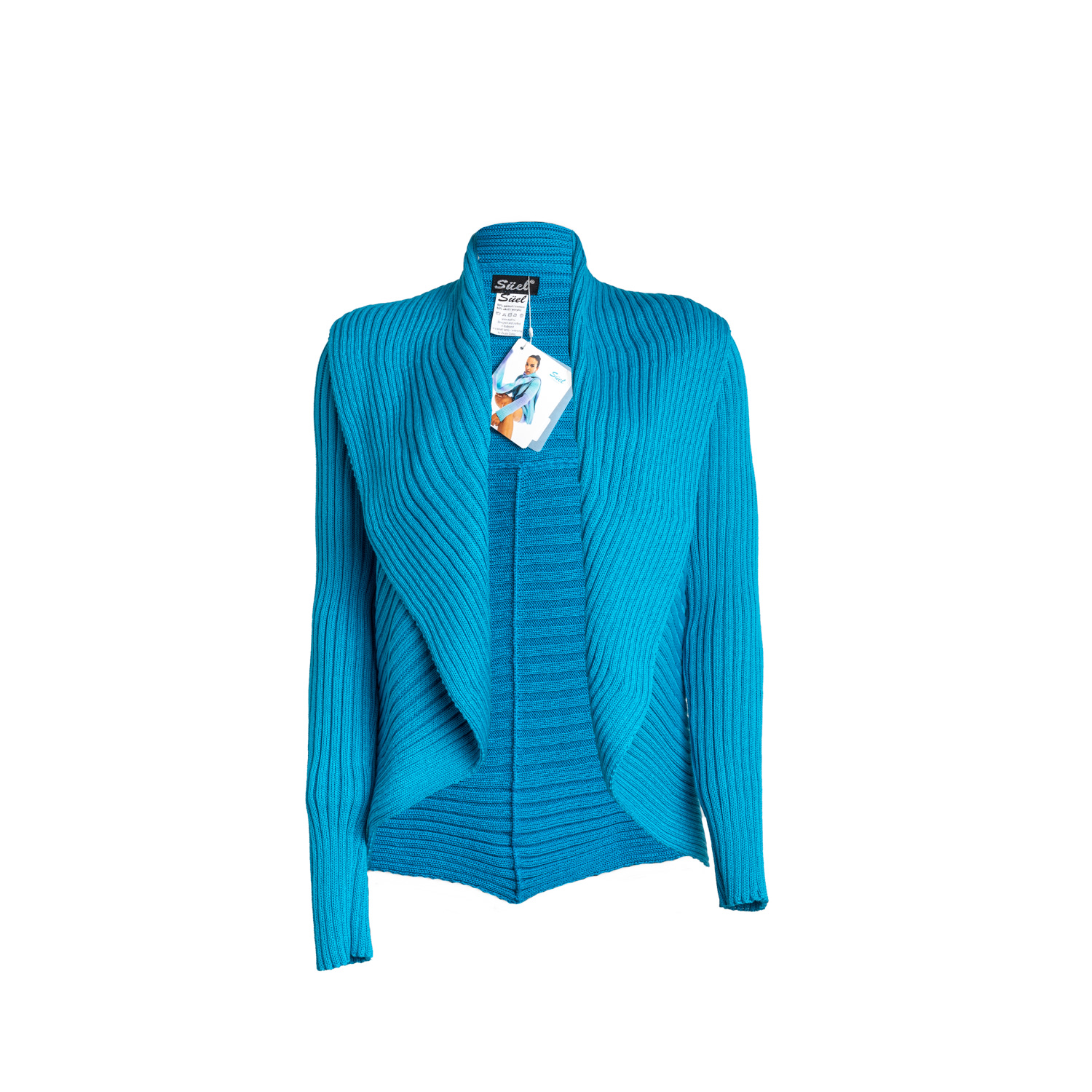 Süel Knitwear Women's Ribbed Round Knit Cardigan Sky-blue In Blue
