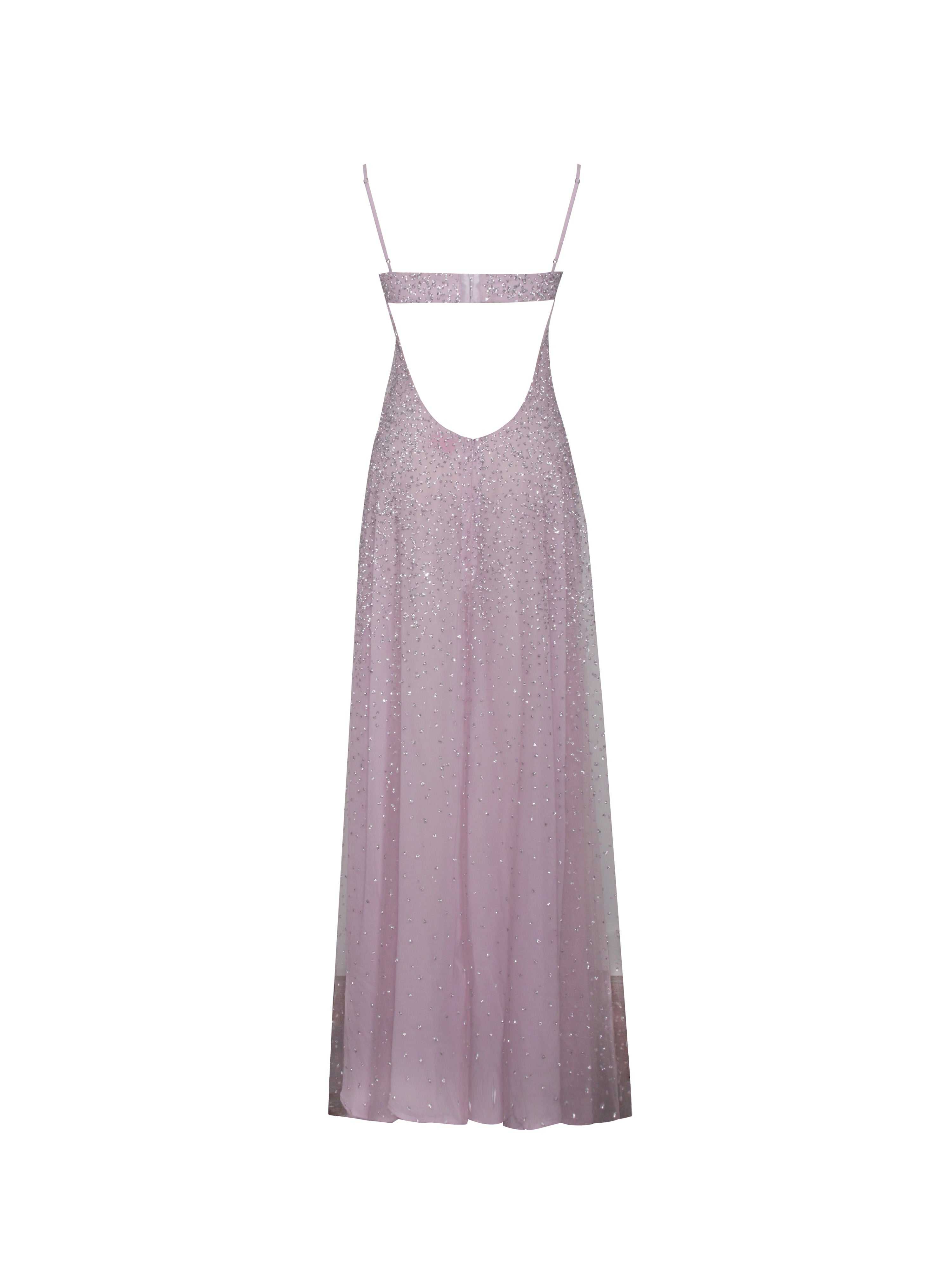 sallie mesh rhinestone open back dress in pink Mesh Rhinestone Open Back Dress in Pink