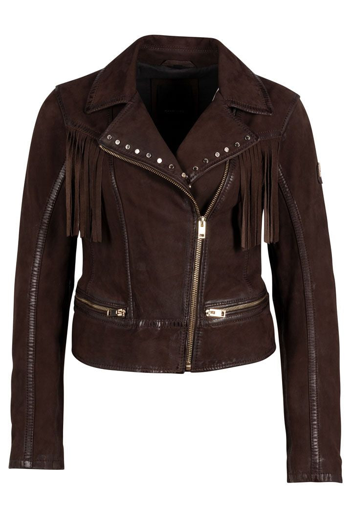 Mauritius Women's Fanny Rf Leather Jacket, Dark Brown