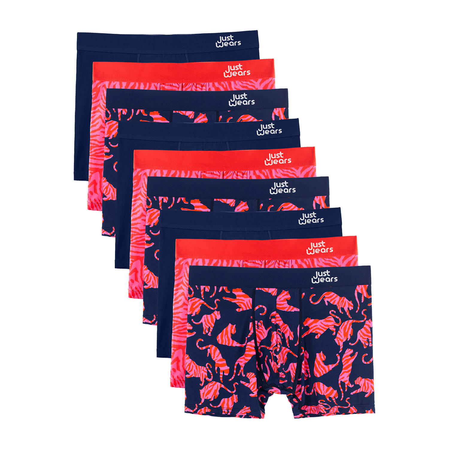 Men’s Super Soft Boxer Briefs - Anti-Chafe & No Ride Up Design -Nine Pack - Wild About You Medium Justwears