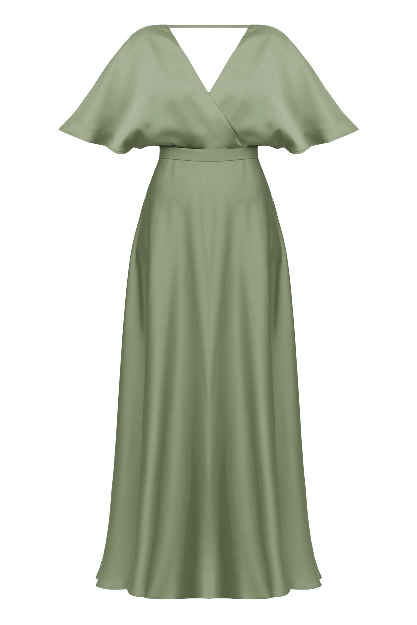 Olive Green Wedding Guest Dress Solene Sage Green Satin Long