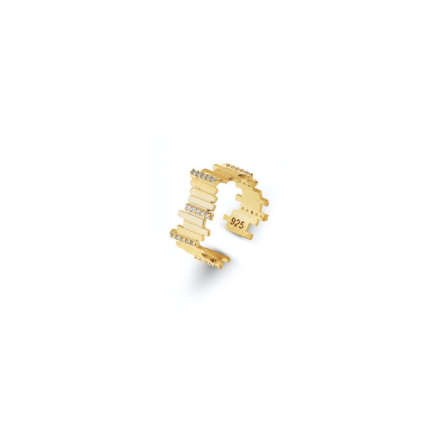 Spero London Women's New Multiple Bar Sterling Silver Ring - Gold In Gold