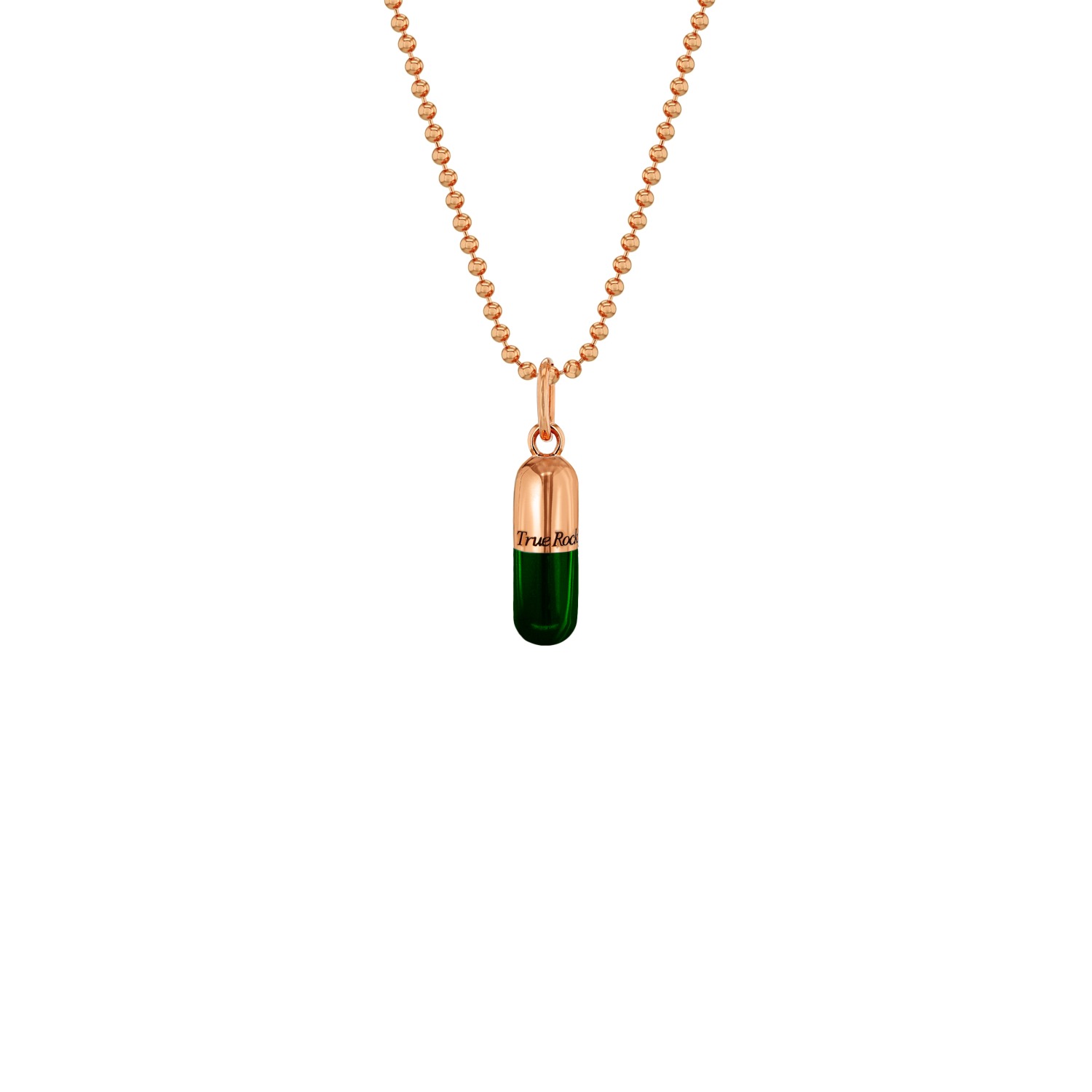 Women’s Rose Gold / Green Small Pill Necklace Rose Gold & Green Enamel True Rocks