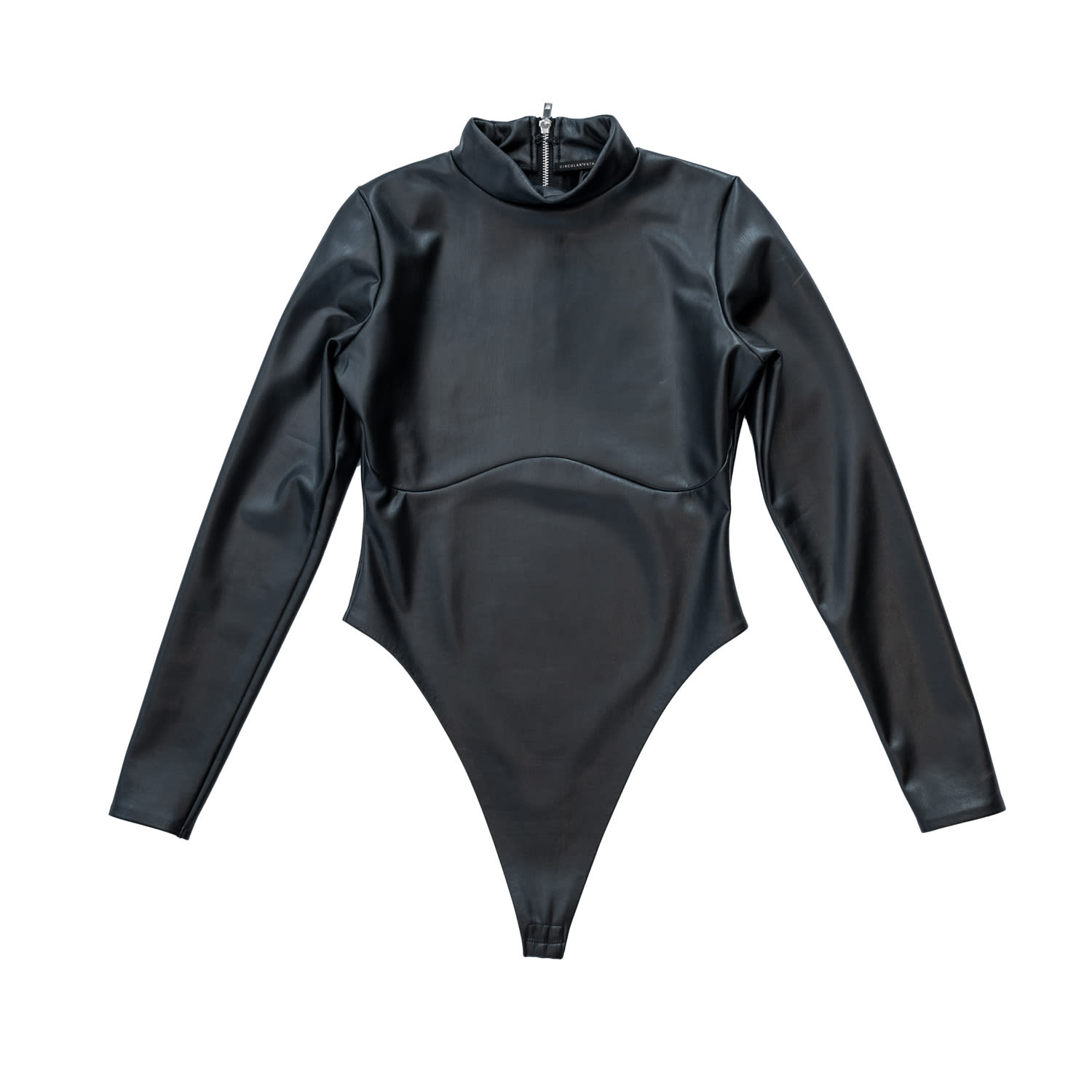 Circular Path Women's Black Vegan Leather Mock Neck - Tall