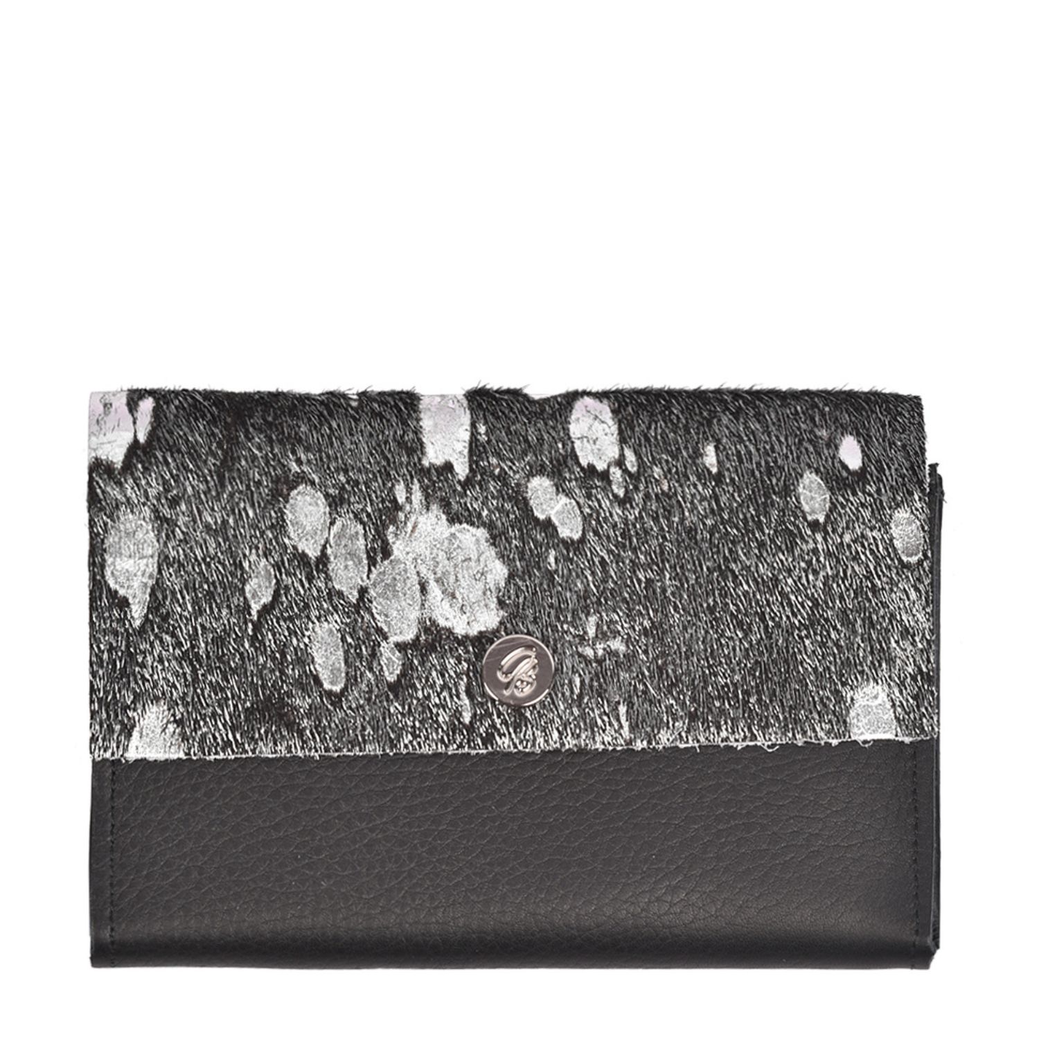 Owen Barry Women's Black / Silver Cowhide Purse Marble Acido/black - Small Vermont In Multi